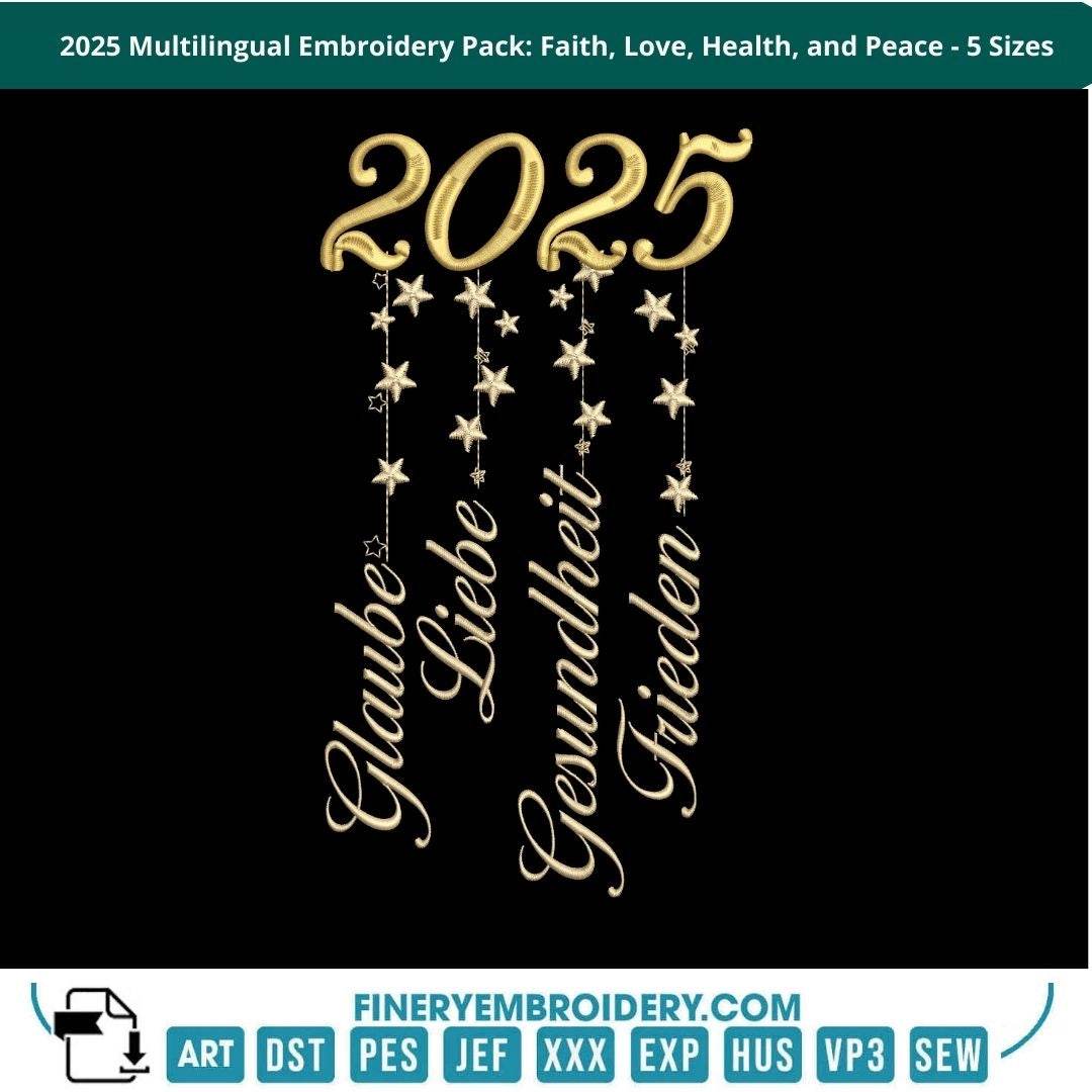 2025 Multilingual Embroidery Pack: Faith, Love, Health, and Peace - Image 5