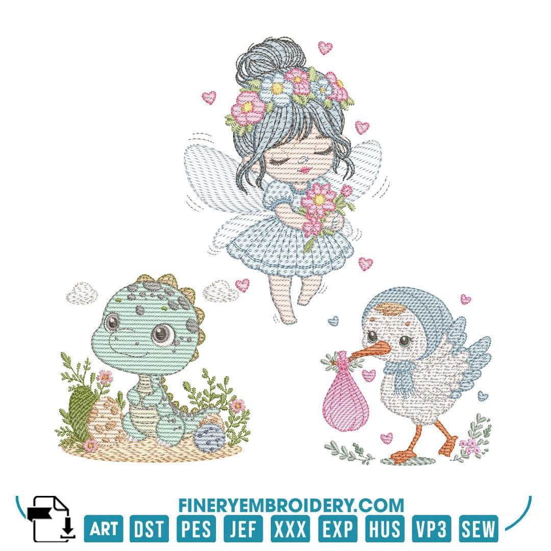 Adorable Animals and Fantasy- 10 Embroidery Designs Pack - Multi-Size - Image 4