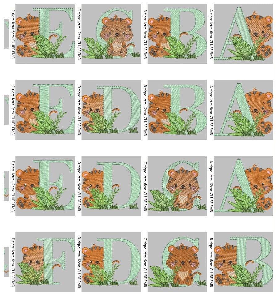 Adorable Jungle Tiger Alphabet Embroidery Pack - Image 2