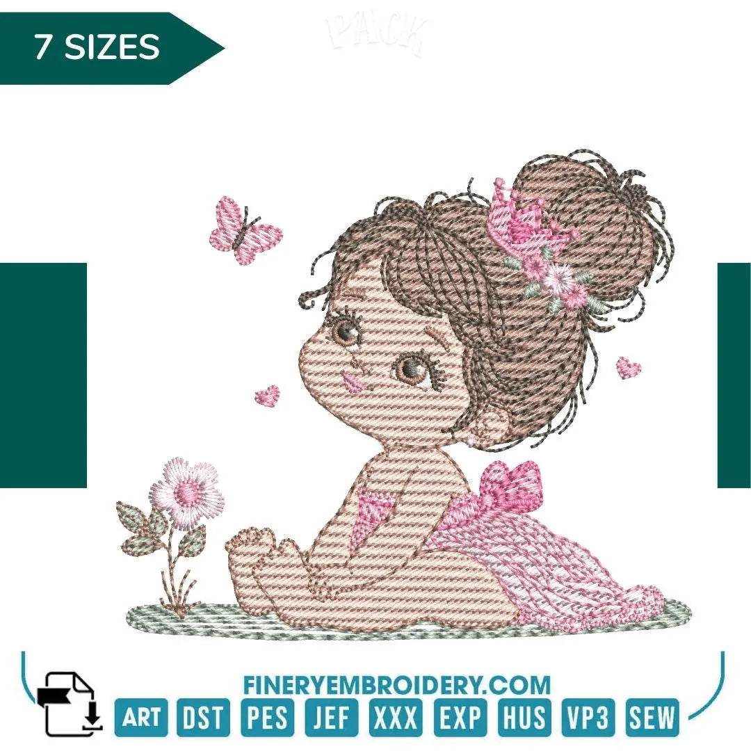 Adorable Little Girl Embroidery Design - 7 Sizes | FineryEmbroidery