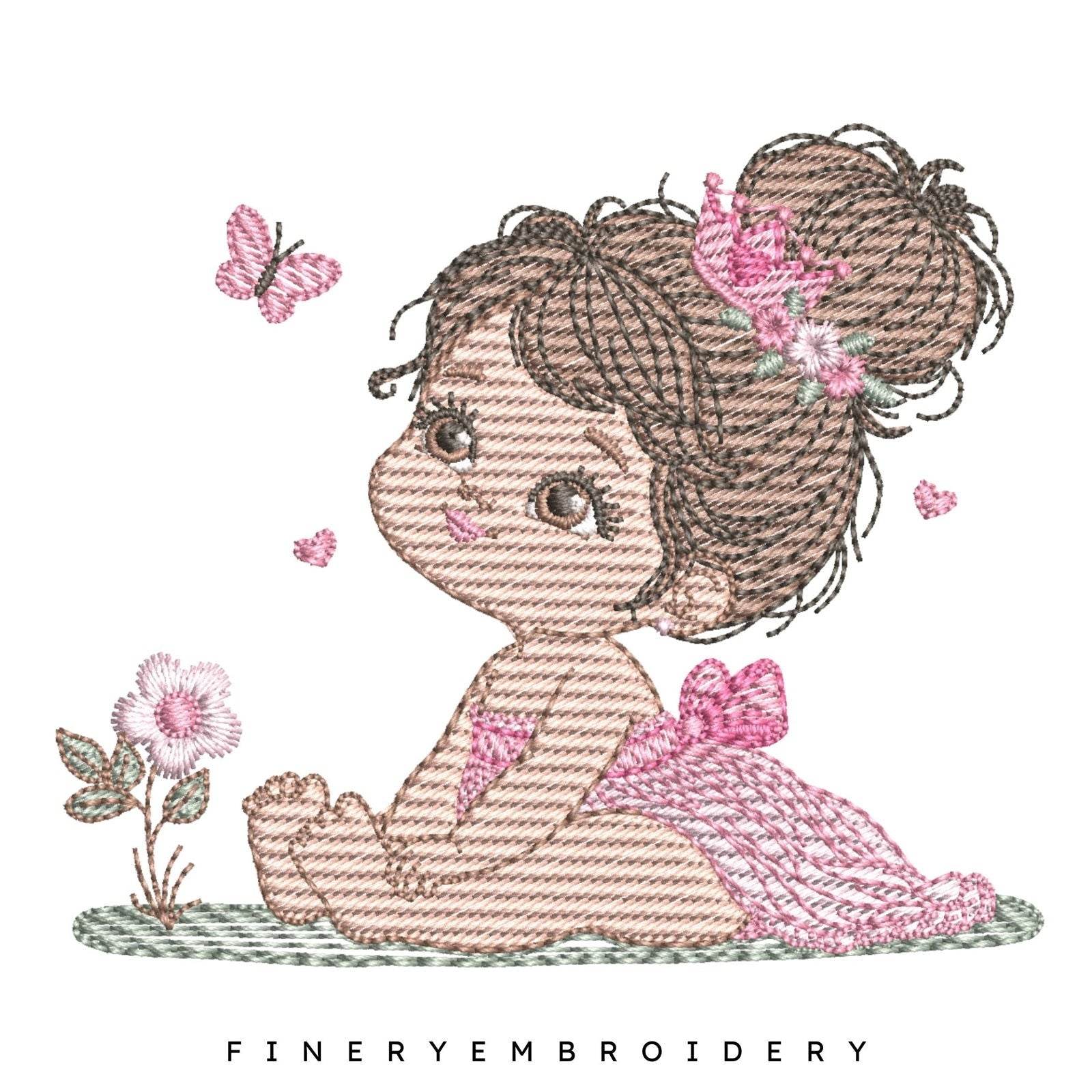 Adorable Little Girl Embroidery Design - 7 Sizes | FineryEmbroidery - Image 2