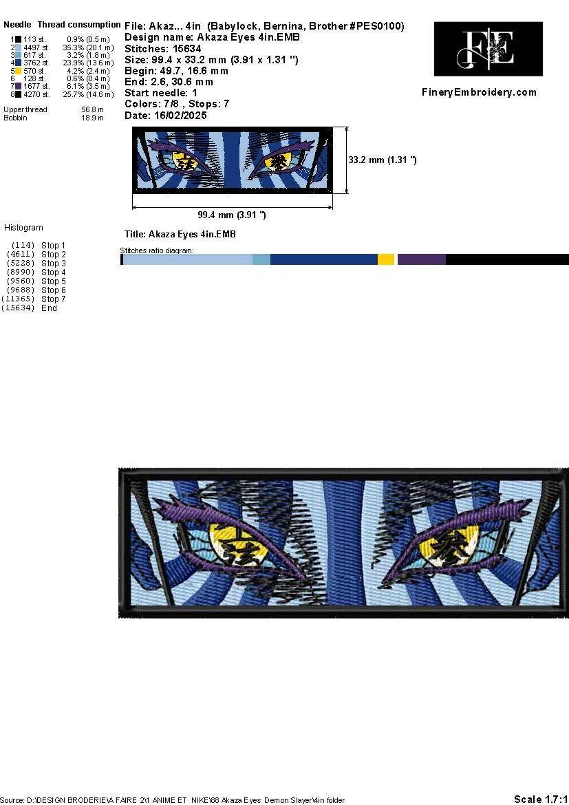 Akaza Eyes Embroidery Design – Demon Slayer’s Intense Gaze - Image 2