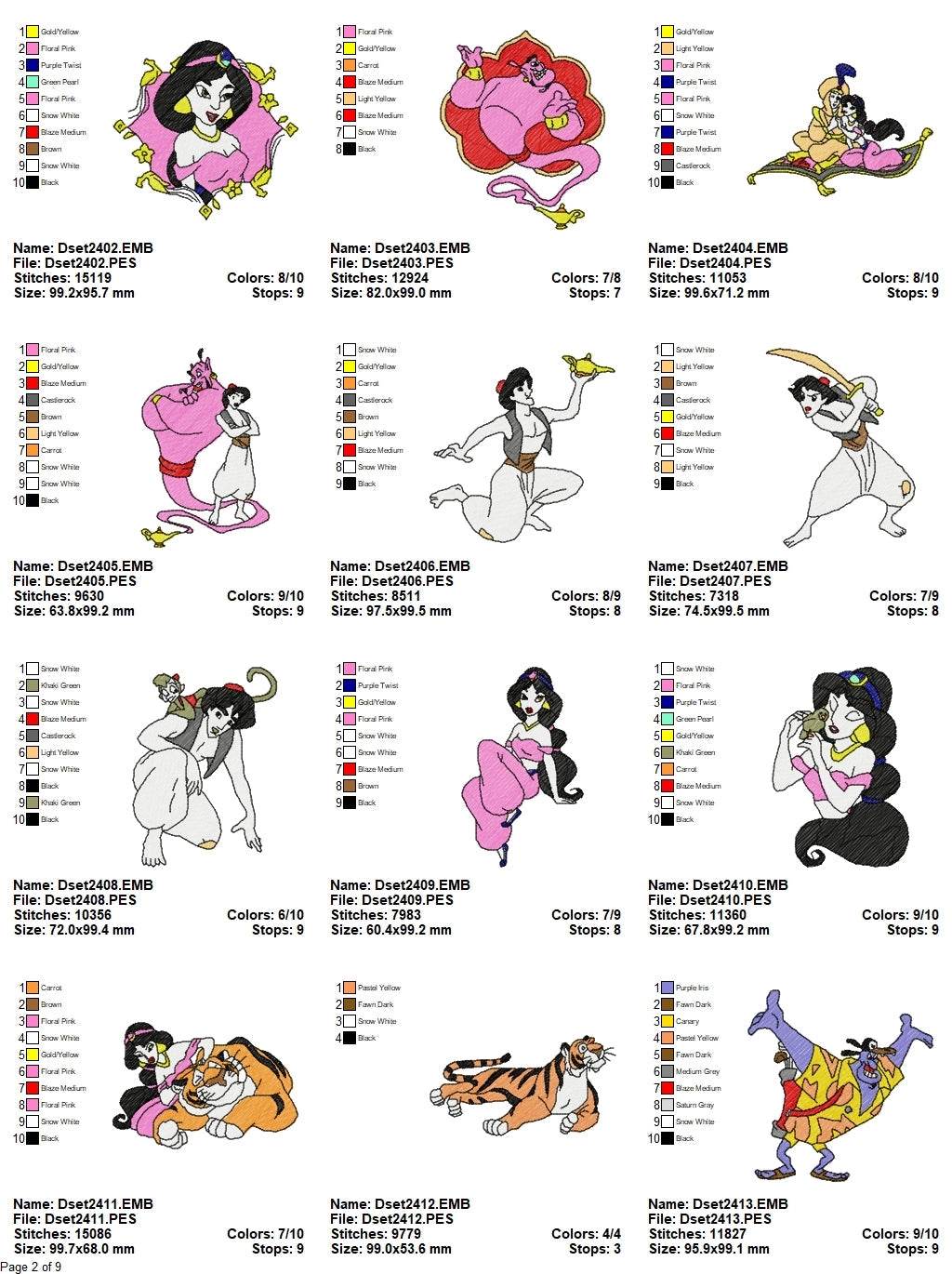 Aladin - Pack of 43 Designs - Embroidery Design - Image 3