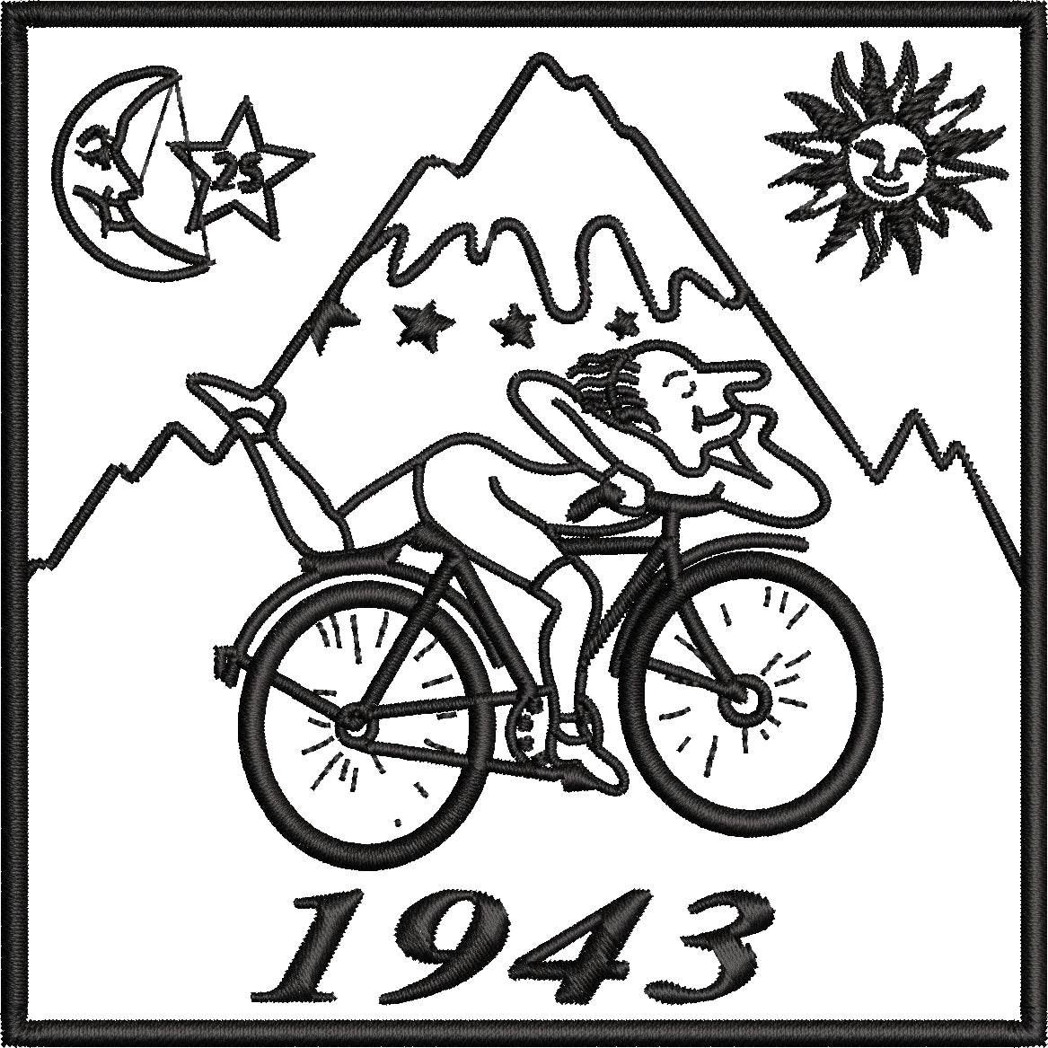 Albert Hofmann Bicycle Day 1943 - Black minimalist : Embroidery Design - Image 3