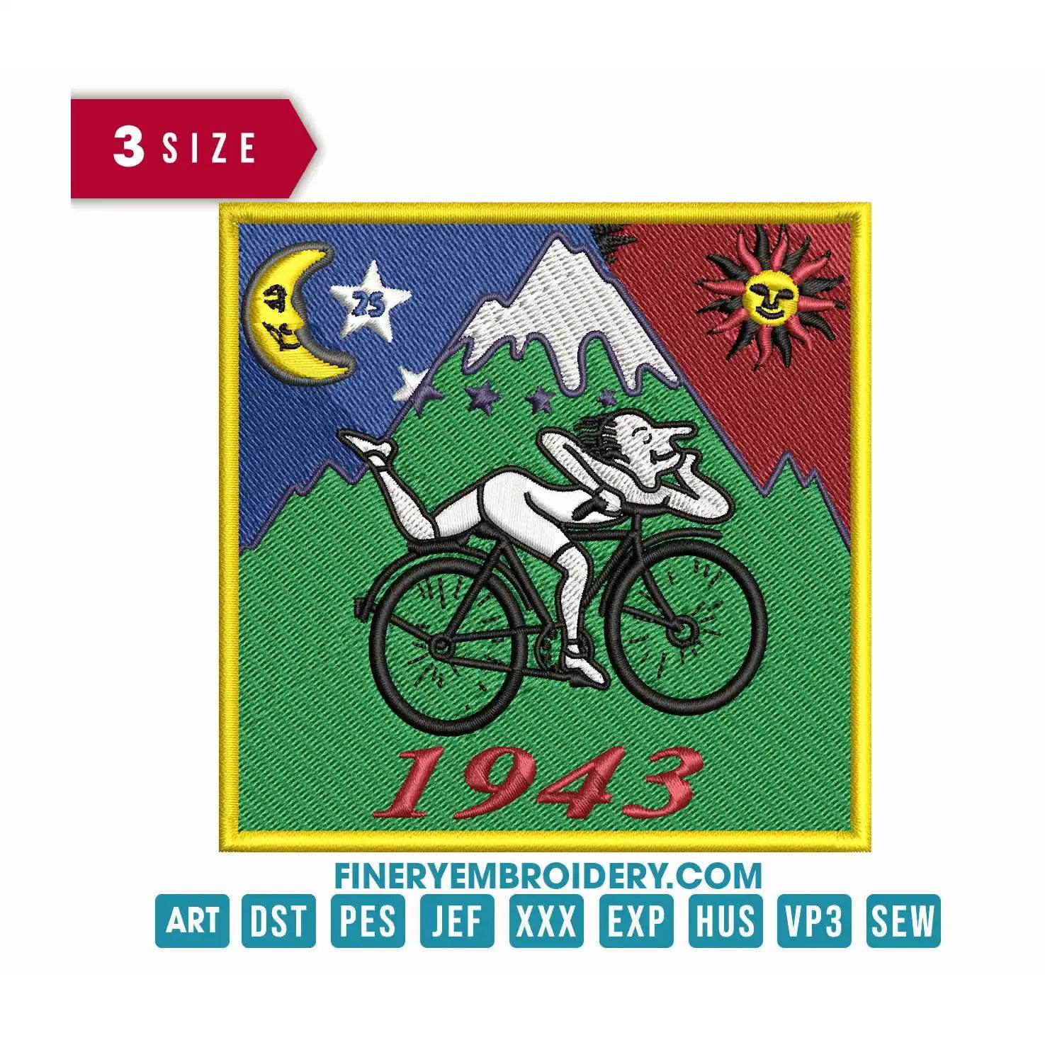 Albert Hofmann Bicycle Day 1943 : Embroidery Design