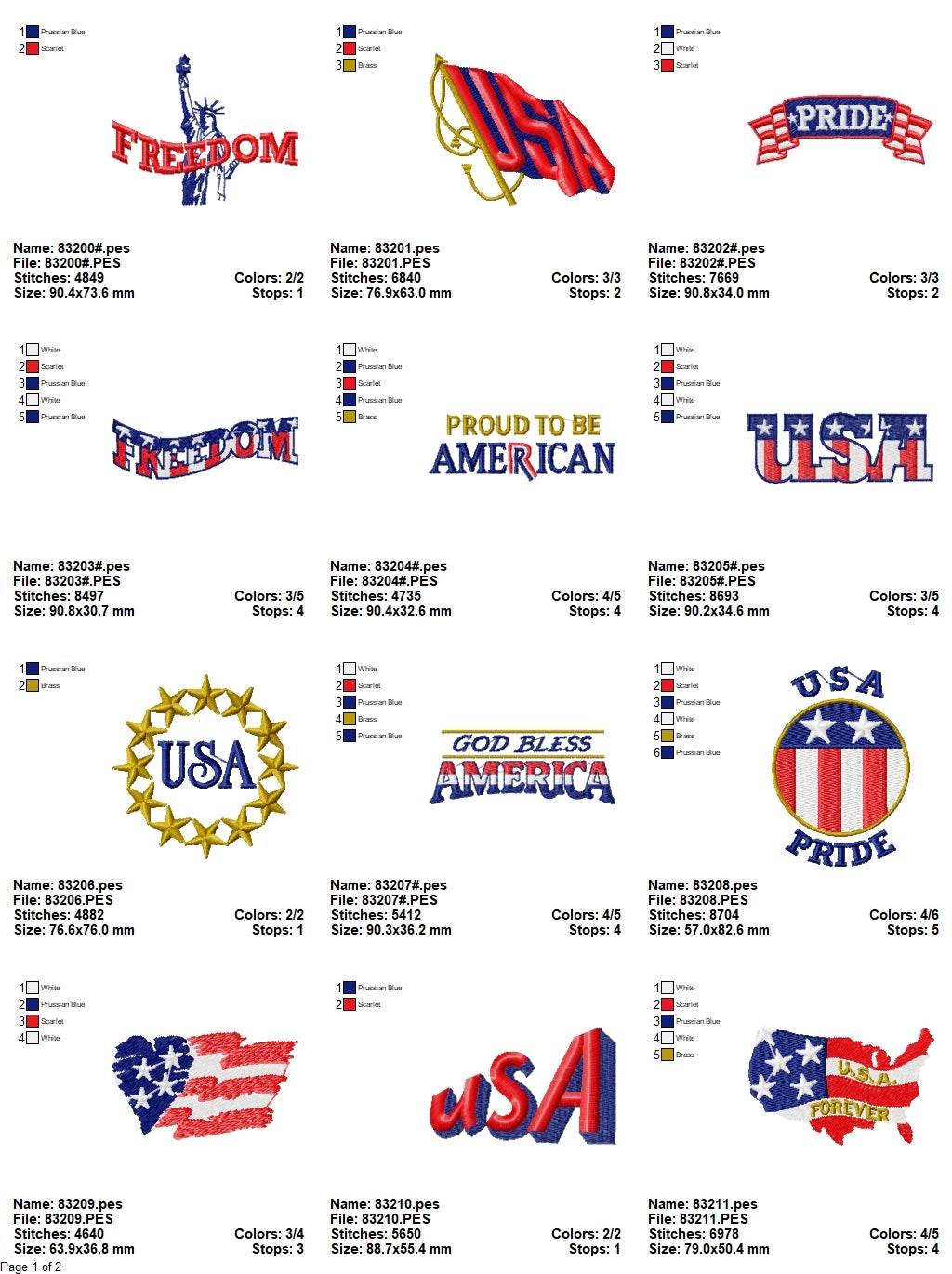 American Pride - Pack of 20 Designs - Embroidery Design - Image 4