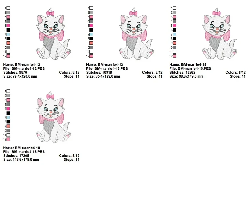 Aristocats Marie Embroidery Design - Image 2