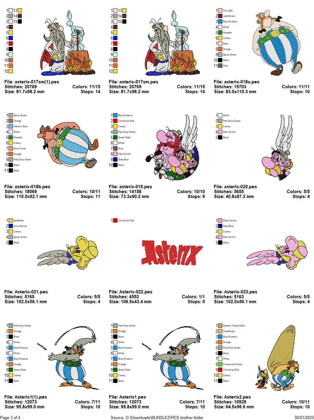 Asterix & Obelix - Pack of 42 Designs - Embroidery Design - Image 4