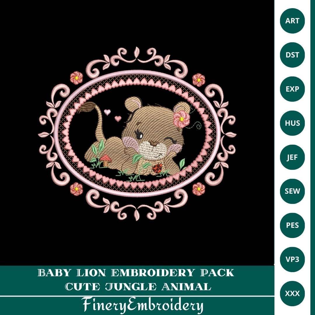 Baby Lion Embroidery Pack - Cute Jungle Animal - Image 2
