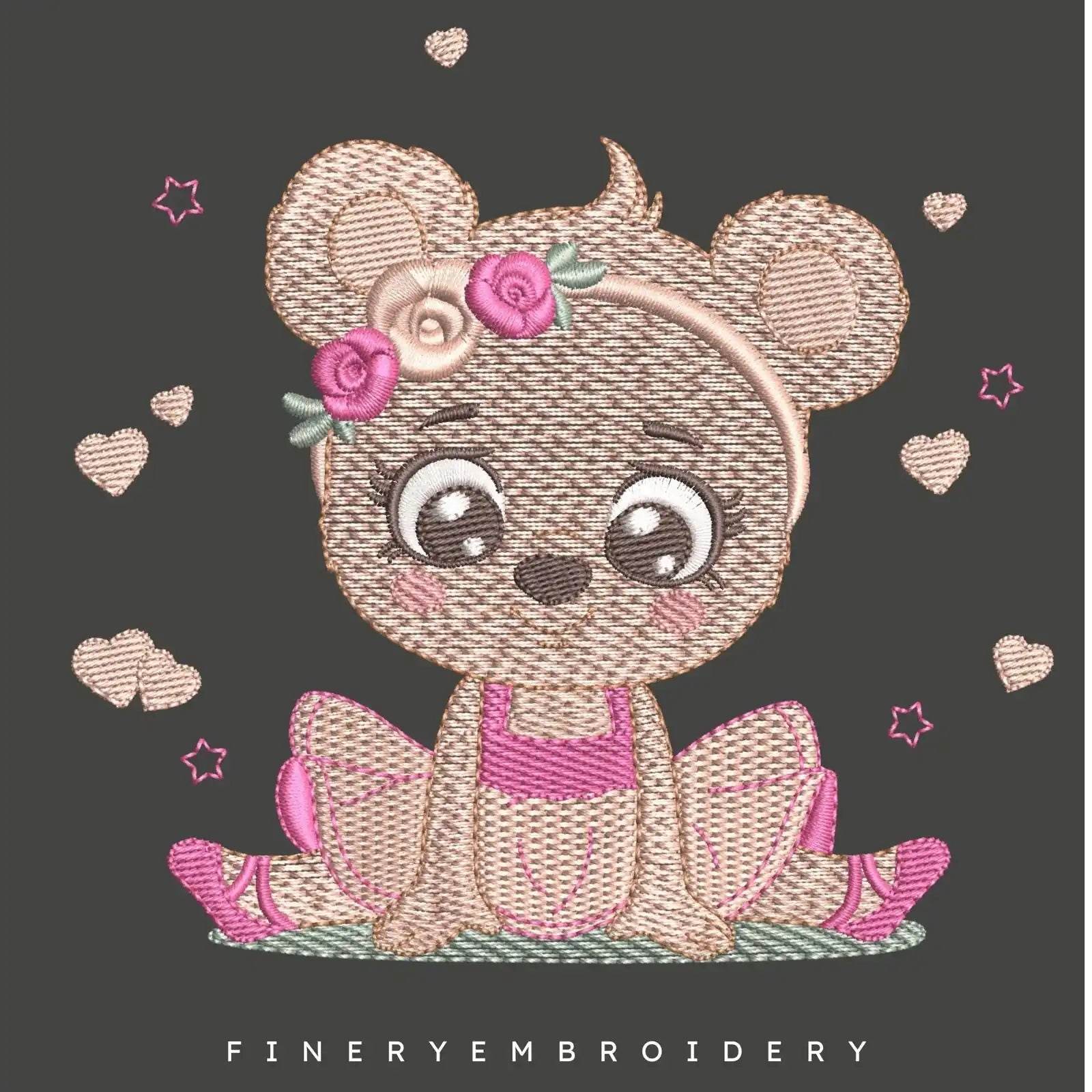 Ballerina Bear Embroidery Design β FineryEmbroidery - Image 2