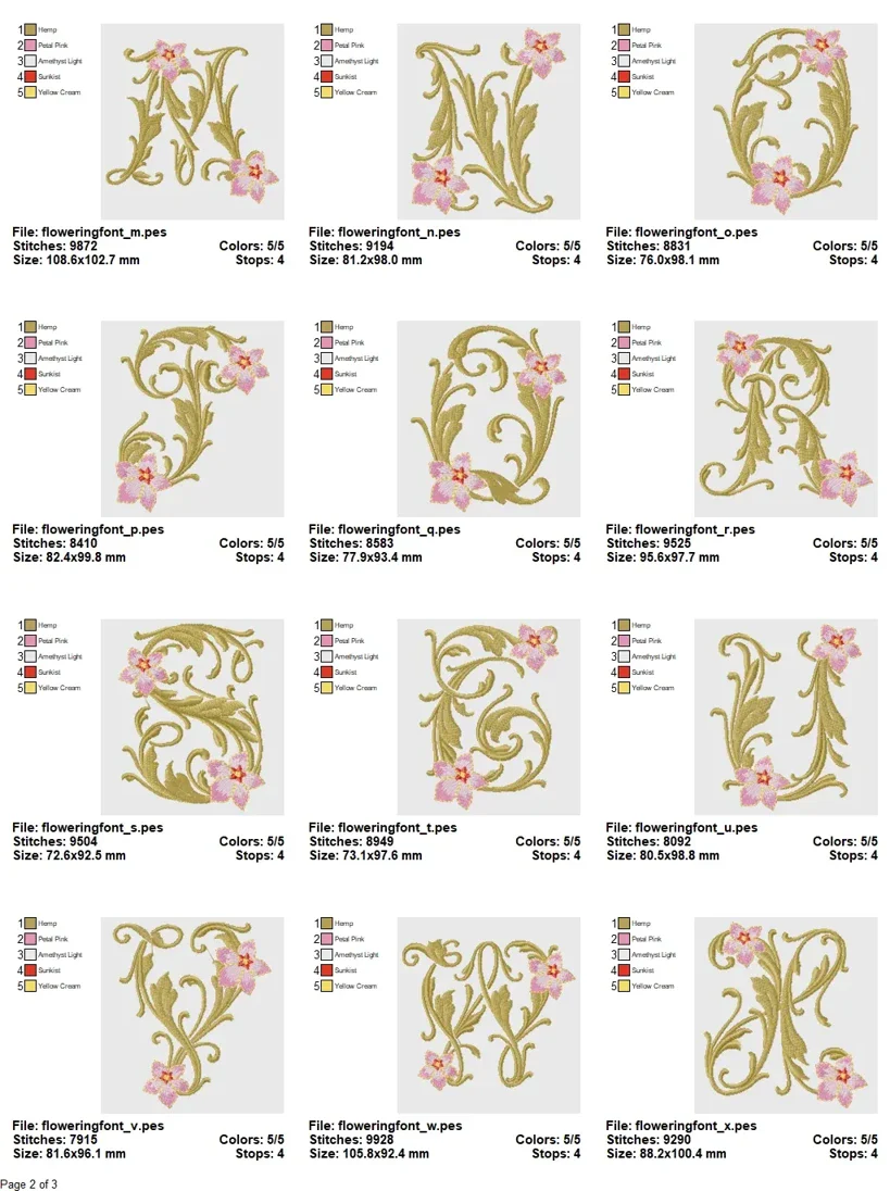 Baroque Bloom Monogram Alphabet Embroidery Pack – Ornamental Letters A to Z - Image 3