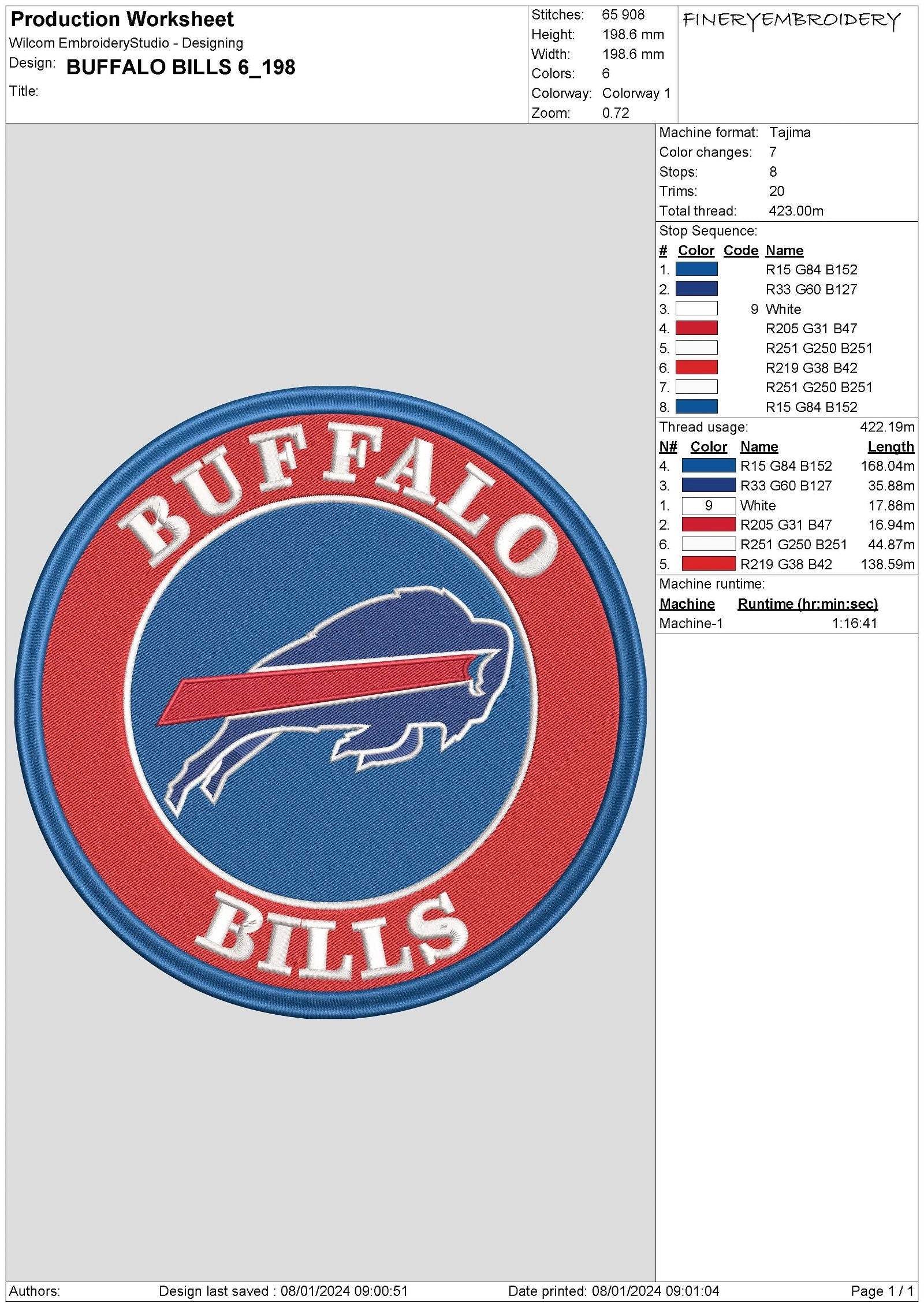 Buffalo Bills 6 : Embroidery Design - Image 3