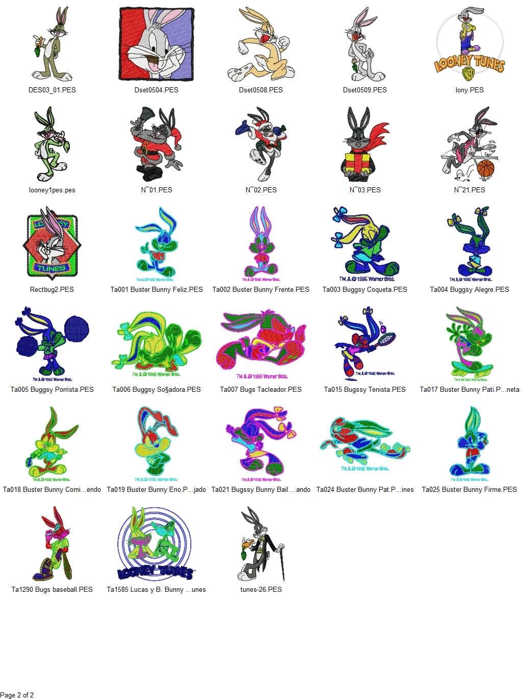 Bugs Bunny - Pack of 68 Designs - Embroidery Design - Image 3