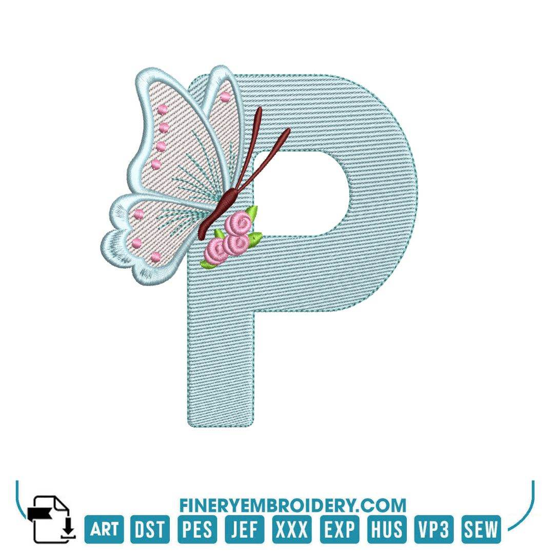 Butterfly Alphabet Embroidery Designs Pack – 26 Letters in 4 Sizes - Image 3