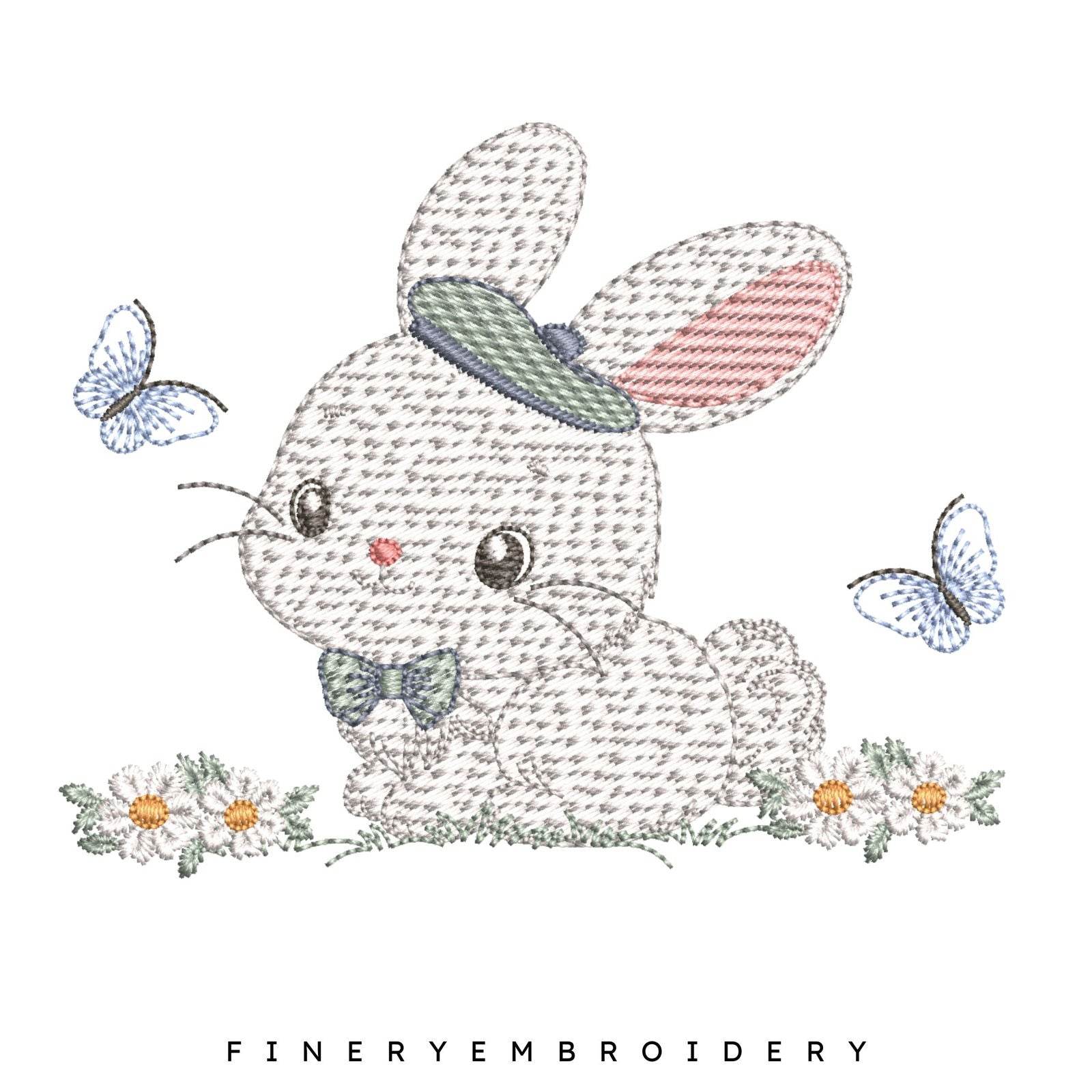 Charming Bunny with Cap Embroidery Design - 7 Sizes | FineryEmbroidery - Image 2