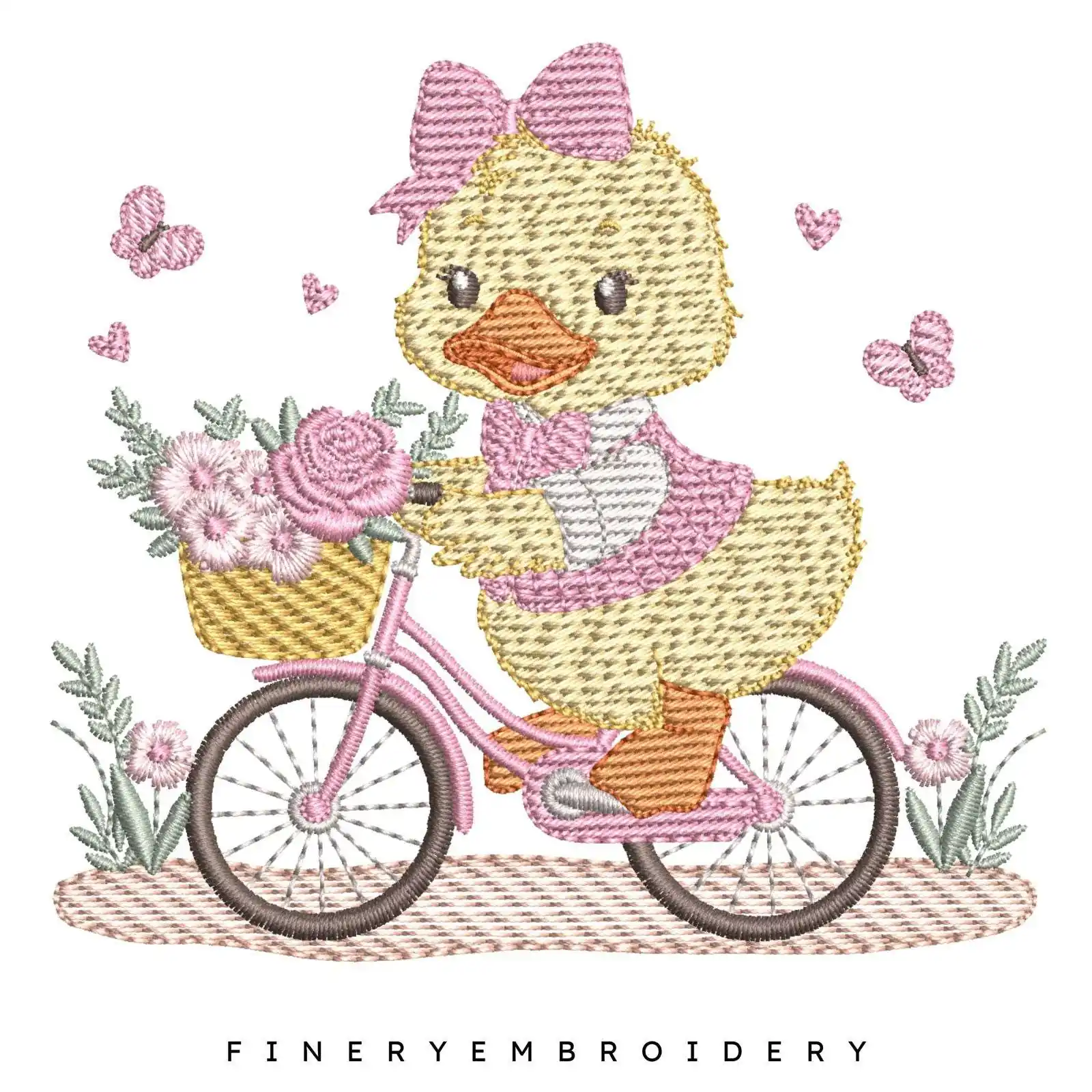 Charming Duck on Bicycle Embroidery Design - 7 Sizes | FineryEmbroidery - Image 2