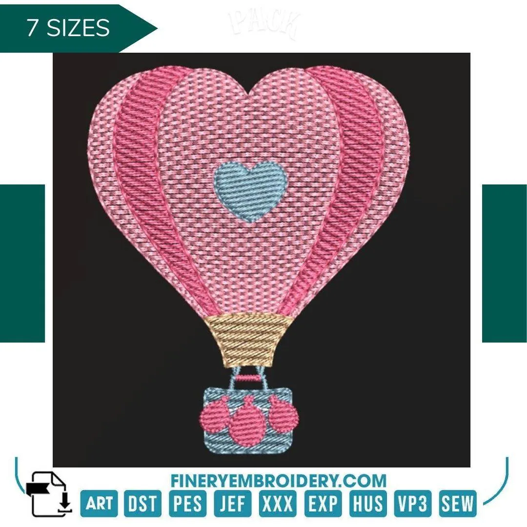 Charming pink hot air balloon – 7 Sizes