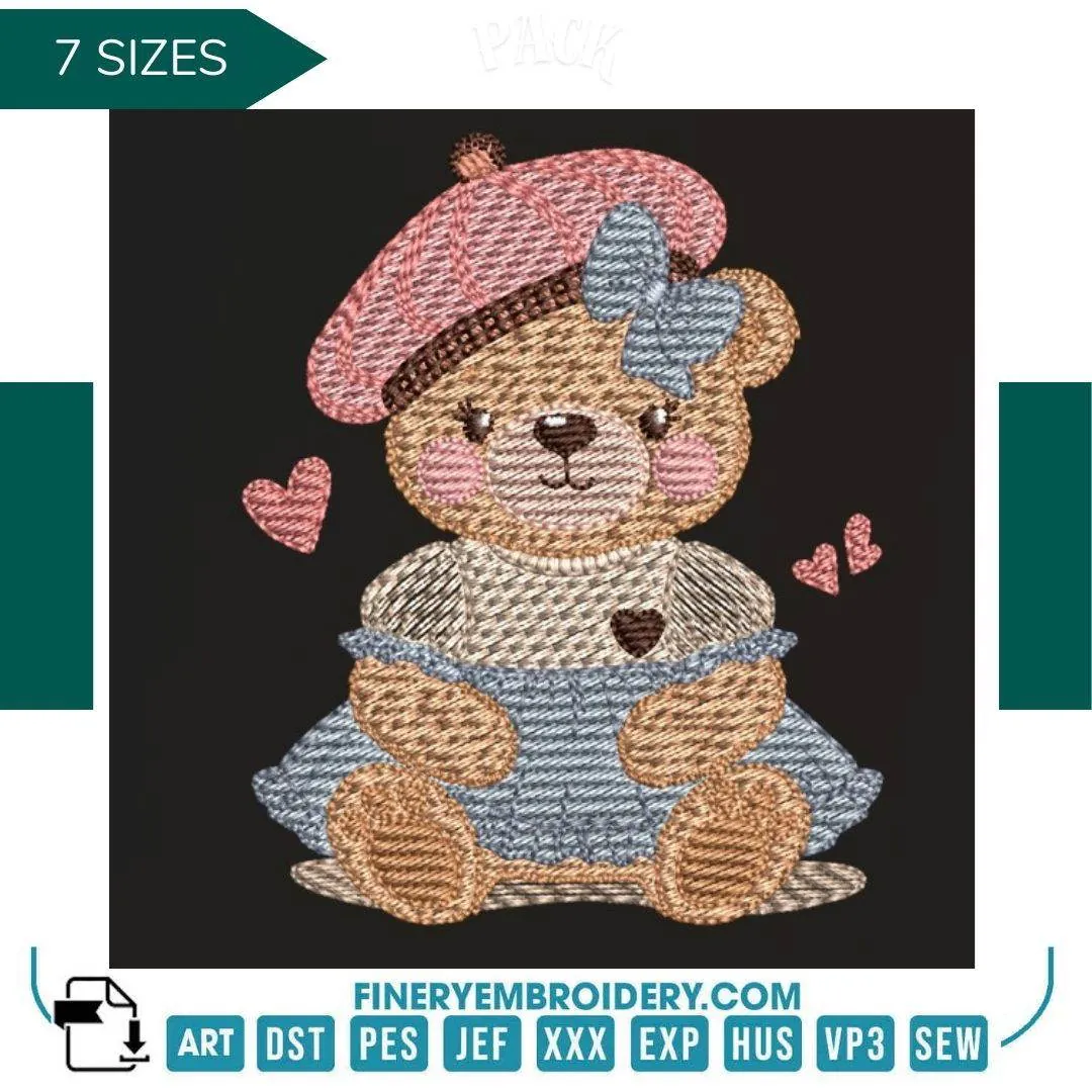 Charming teddy bear with a hat β 7 Sizes