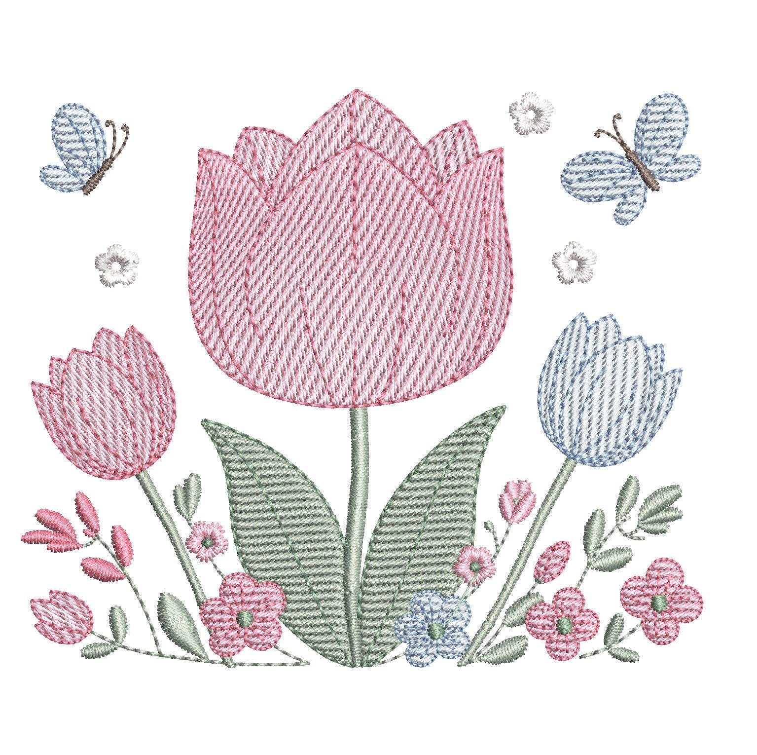 Charming Tulip Embroidery Design | FineryEmbroidery - Image 3