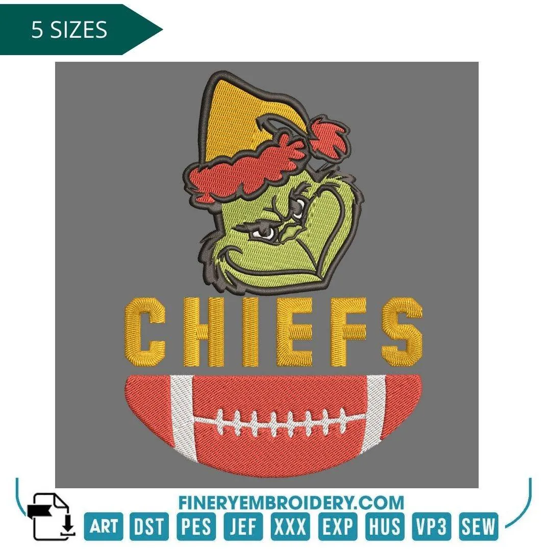 Chiefs Grinch Holiday Sweatshirt Embroidery Design - Image 2