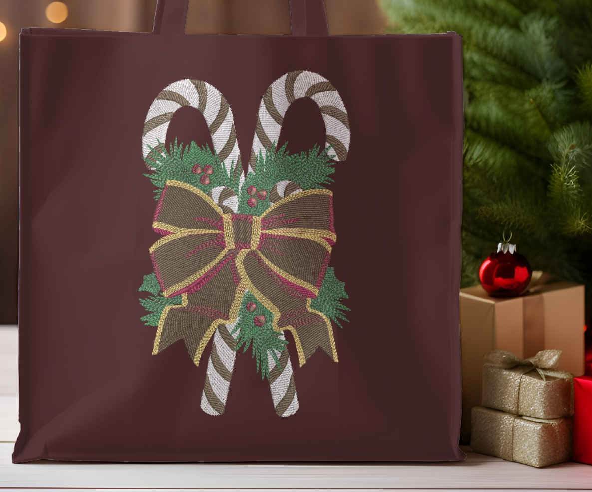 Christmas Bow Embroidery Design - Festive Candy Cane in Multiple Sizes - Image 2