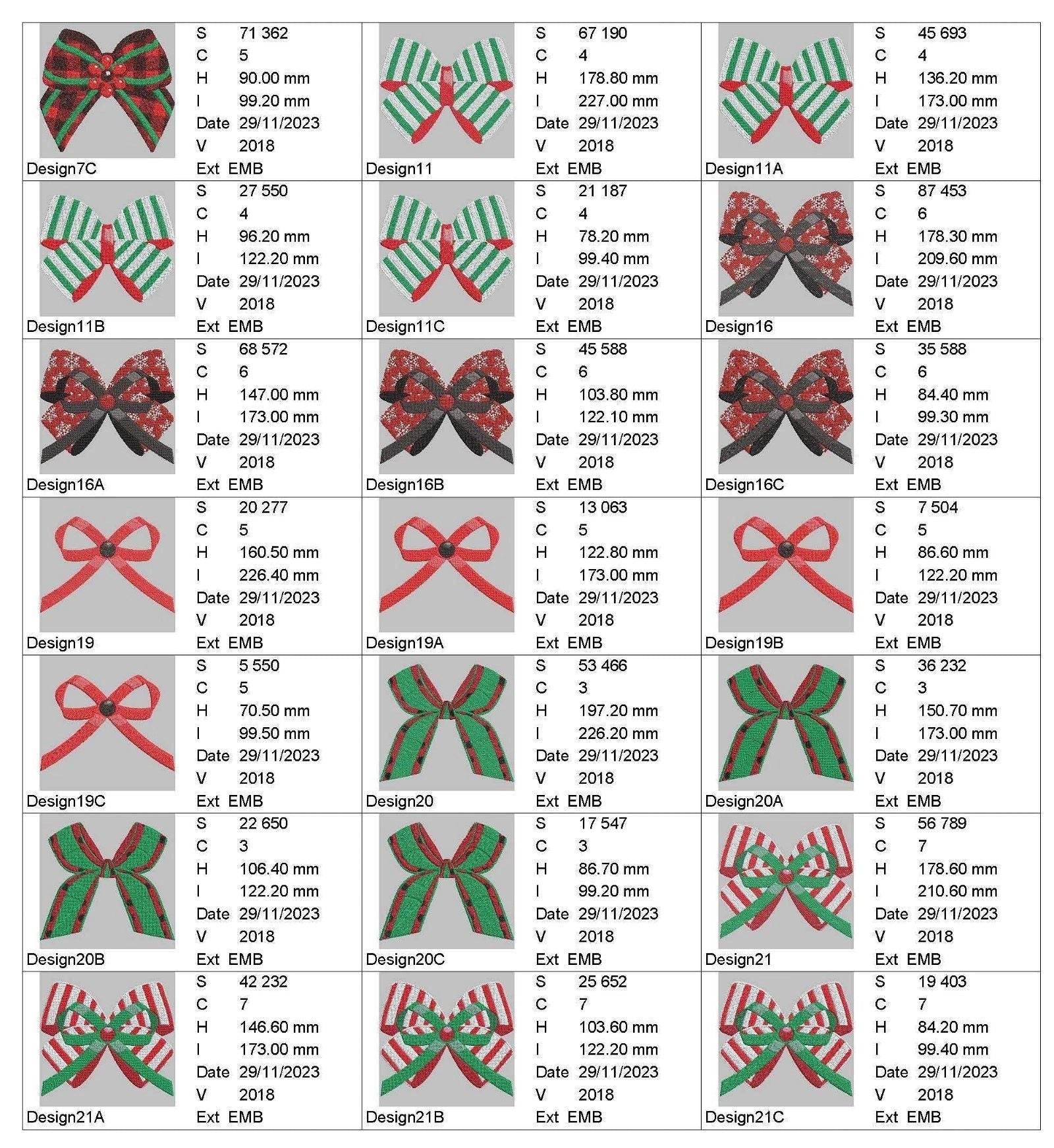 Christmas Bows Pack 2 : Design Pack - Embroidery Design - Image 12