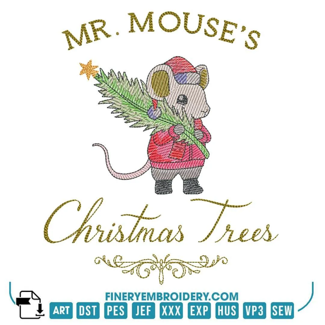 Christmas Collection Embroidery Design Pack – Holiday Trees, Wreaths & Mr. and Mrs. Mouse | FineryEmbroidery - Image 2