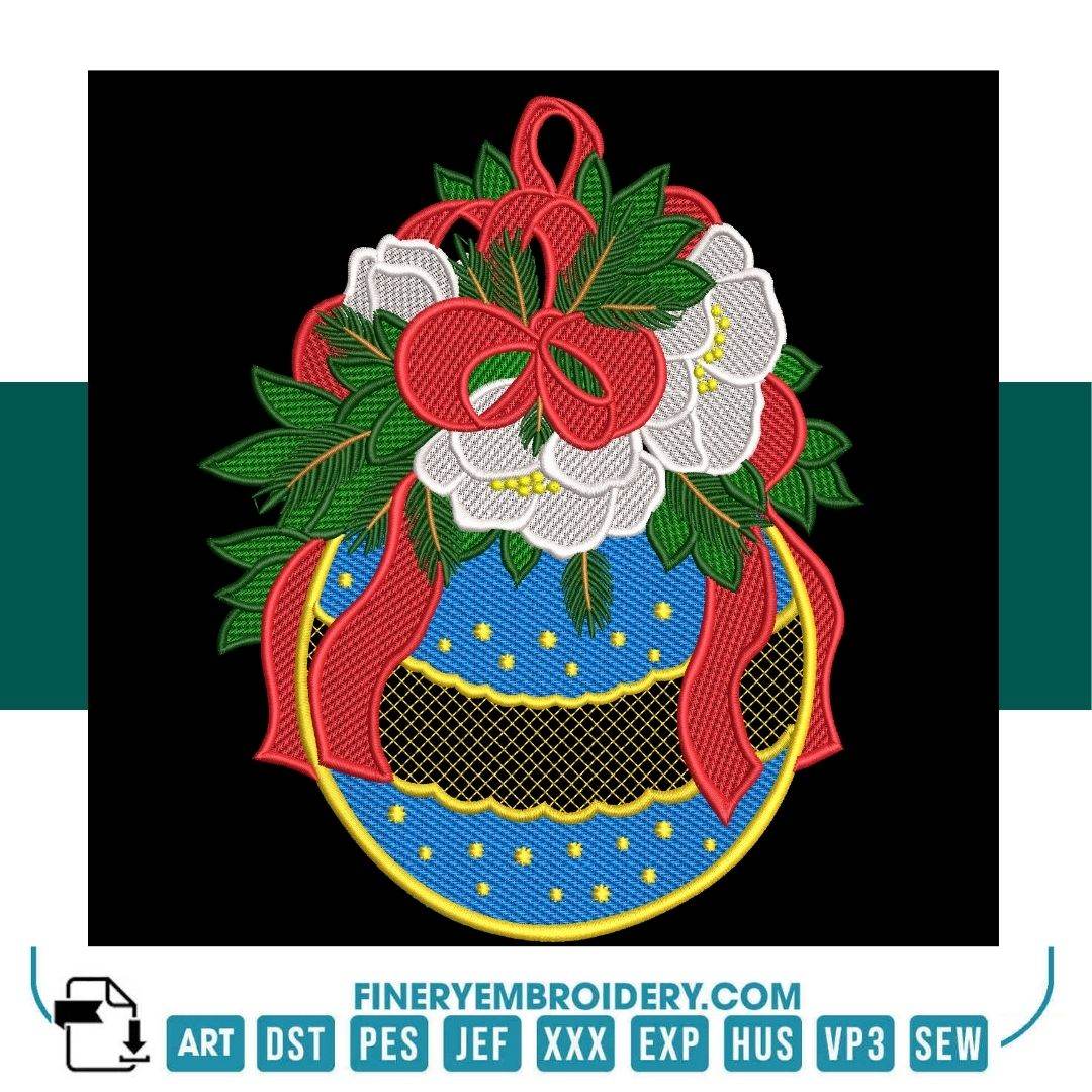 Christmas Ornament Embroidery Design Pack – 4 Elegant Patterns - Image 5