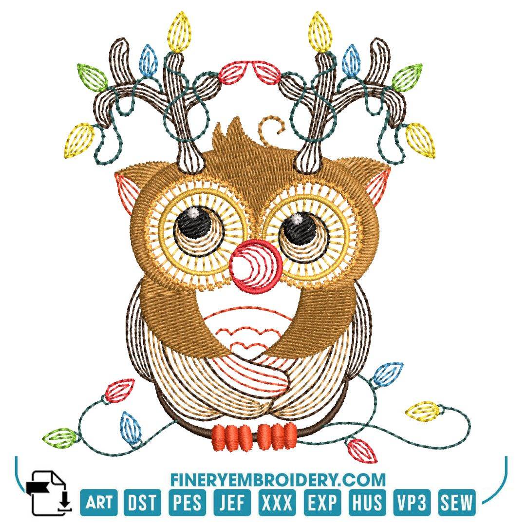 Christmas Owl Embroidery Design Pack – 11 Festive Owl Designs in 2 Sizes - Image 11