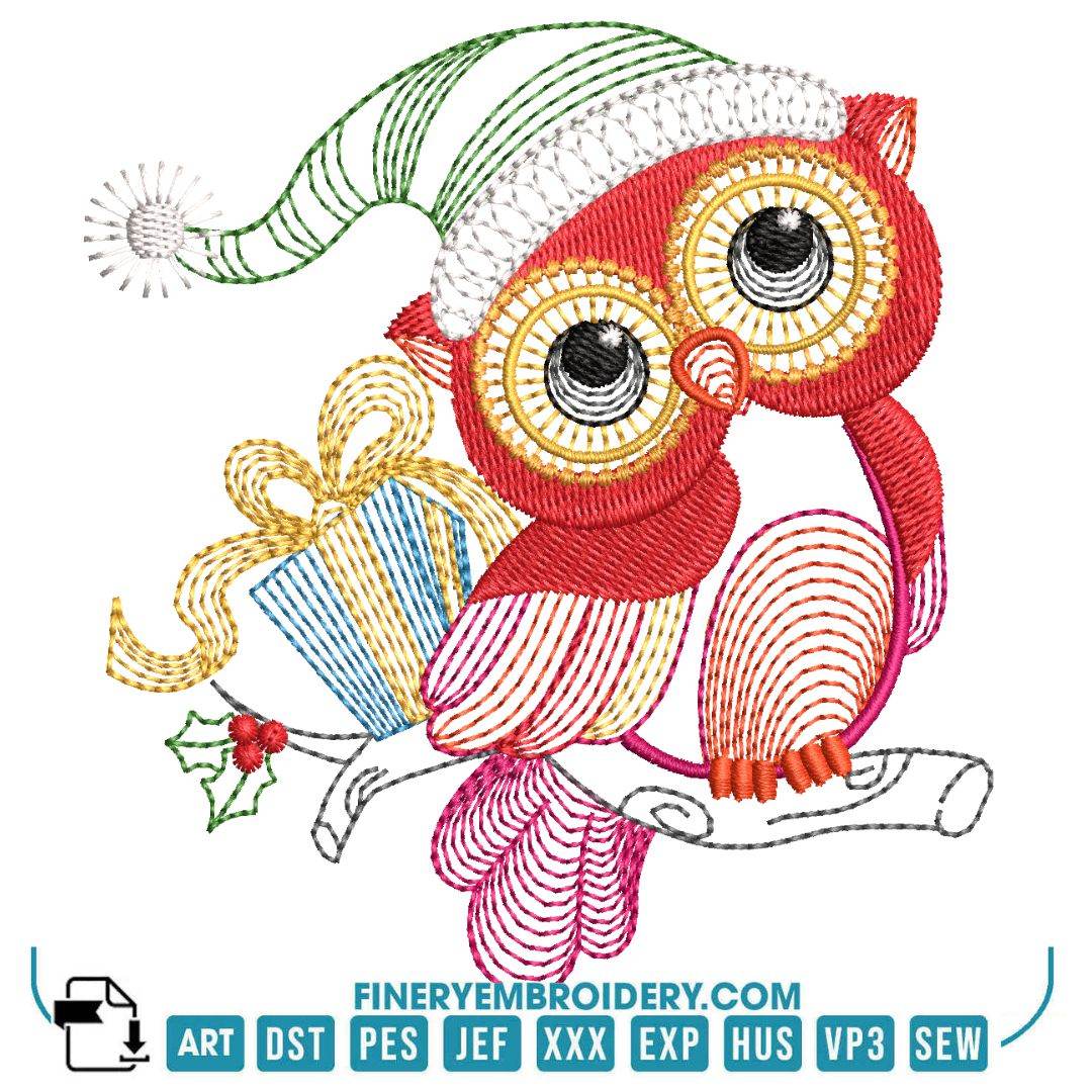 Christmas Owl Embroidery Design Pack – 11 Festive Owl Designs in 2 Sizes - Image 5