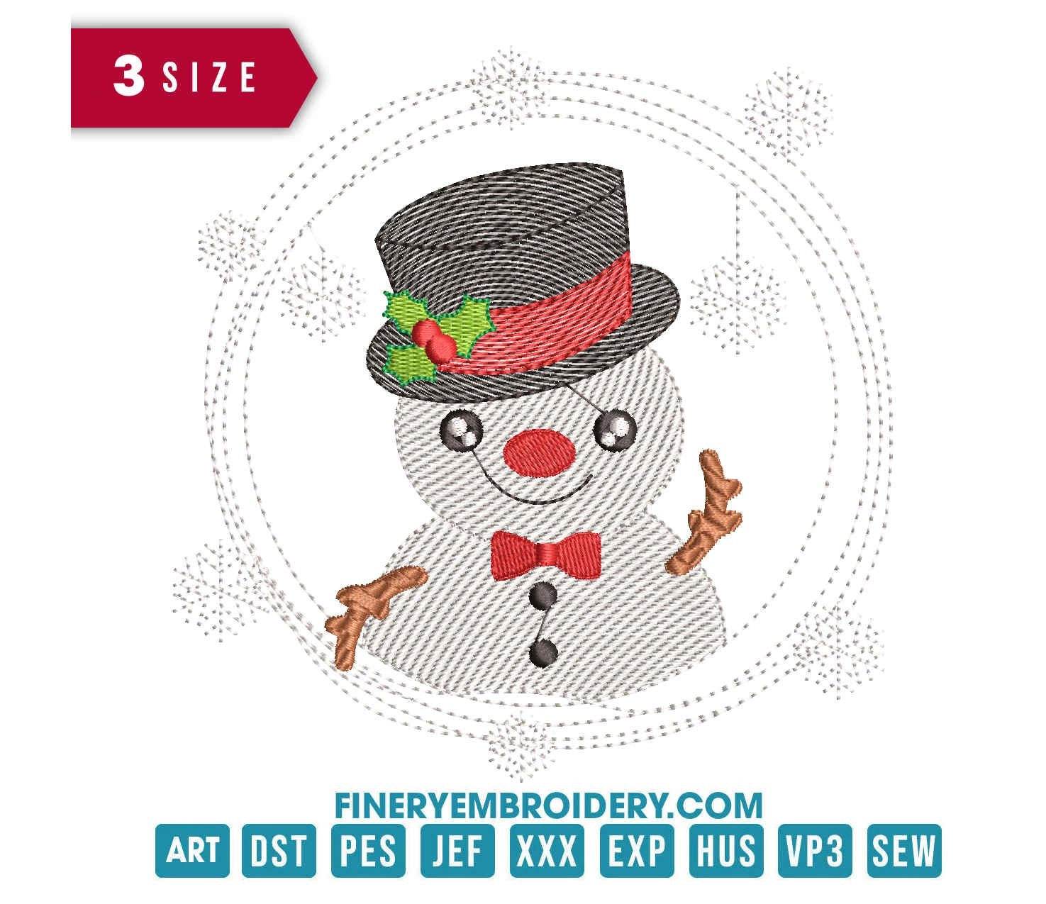 Christmas Snowman Embroidery Design