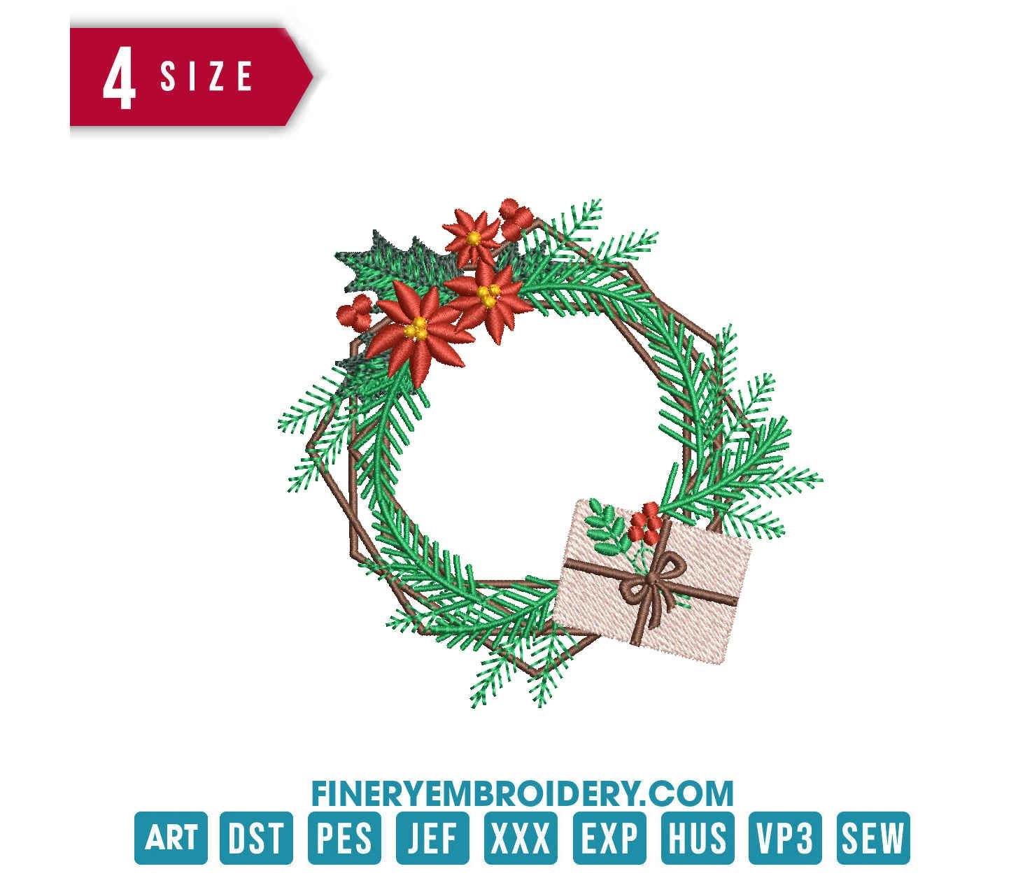 Christmas Wreath: Embroidery Design