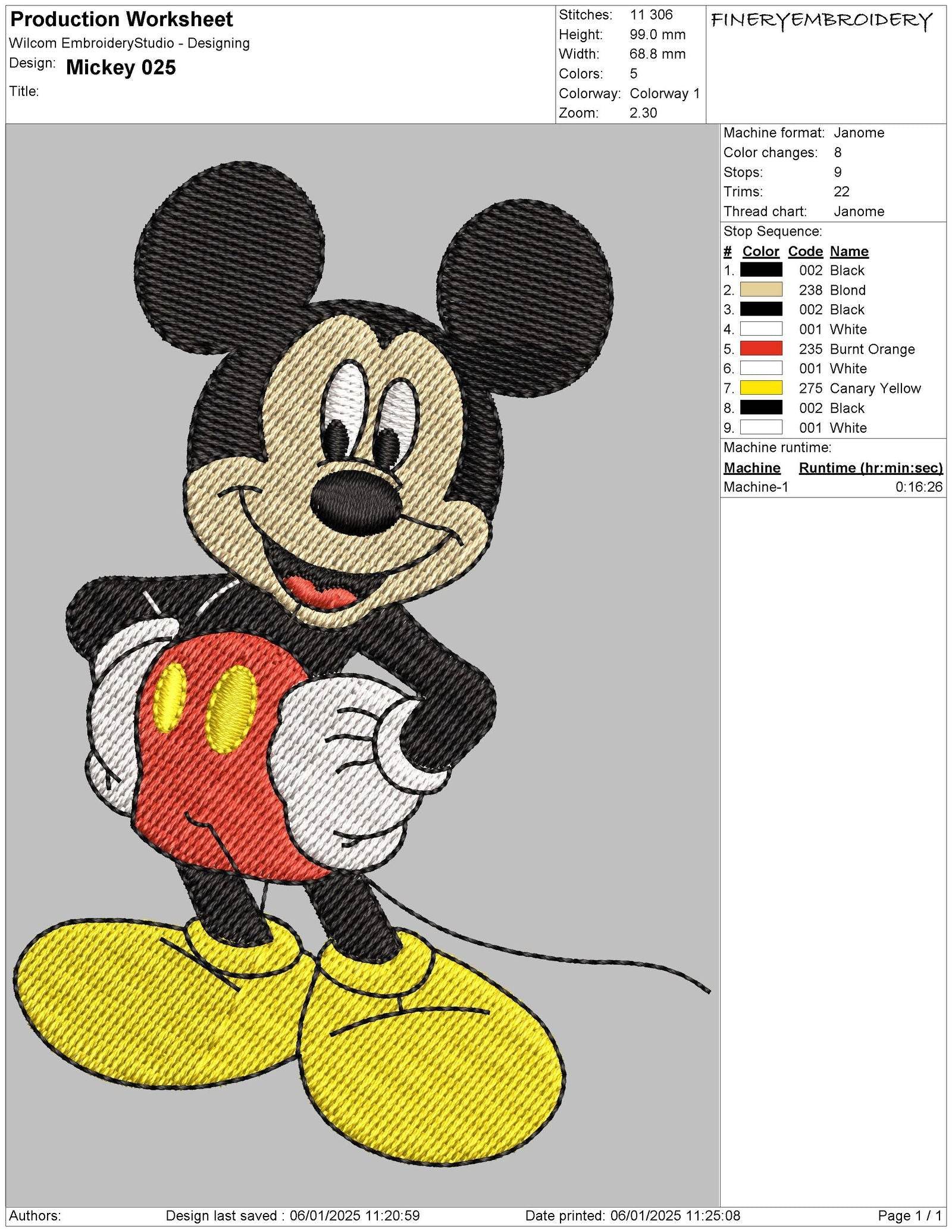 Classic Mickey Mouse Embroidery Design Pack – 4 Playful Designs - Image 3