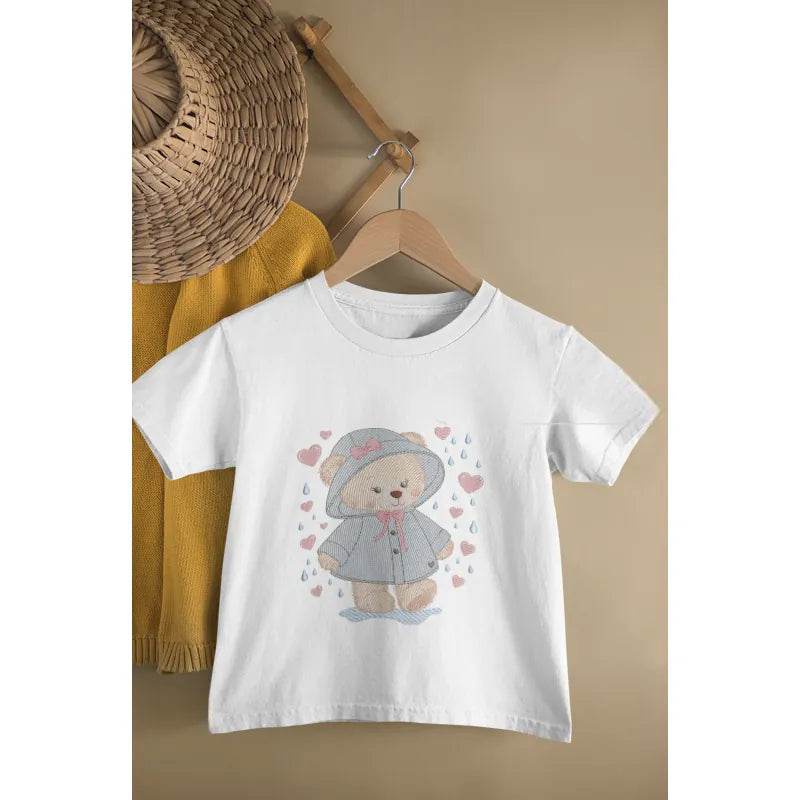 Adorable Teddy Bear in Rain Embroidery Design - Image 2