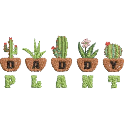 Daddy-Plant-Cactus-for-Fathers - Father Embroidery Design - Image 2