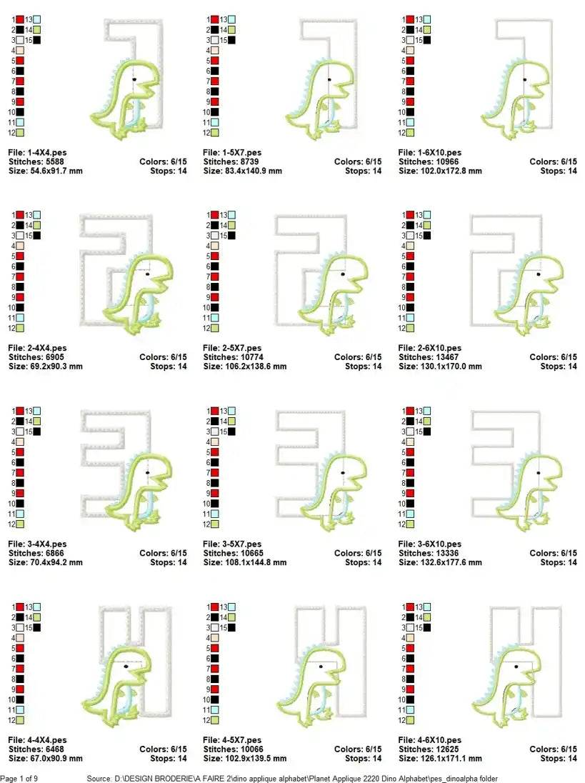Dino Alphabet Applique A to Z - Image 3