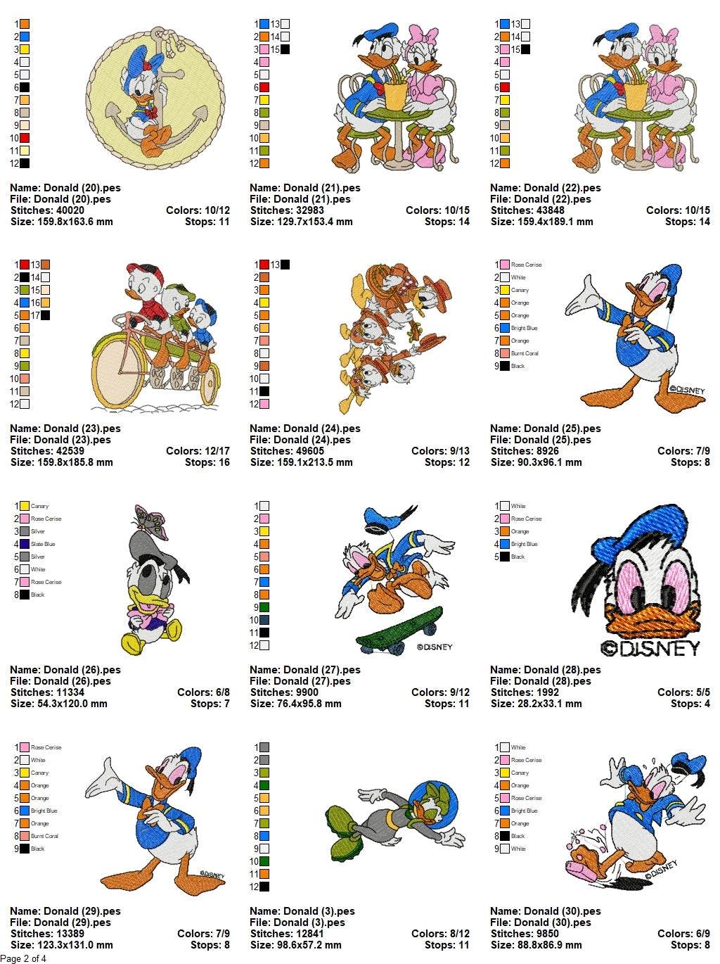 Disney Donald & Daisy Duck - Pack of 44 Designs - Embroidery Design - Image 3