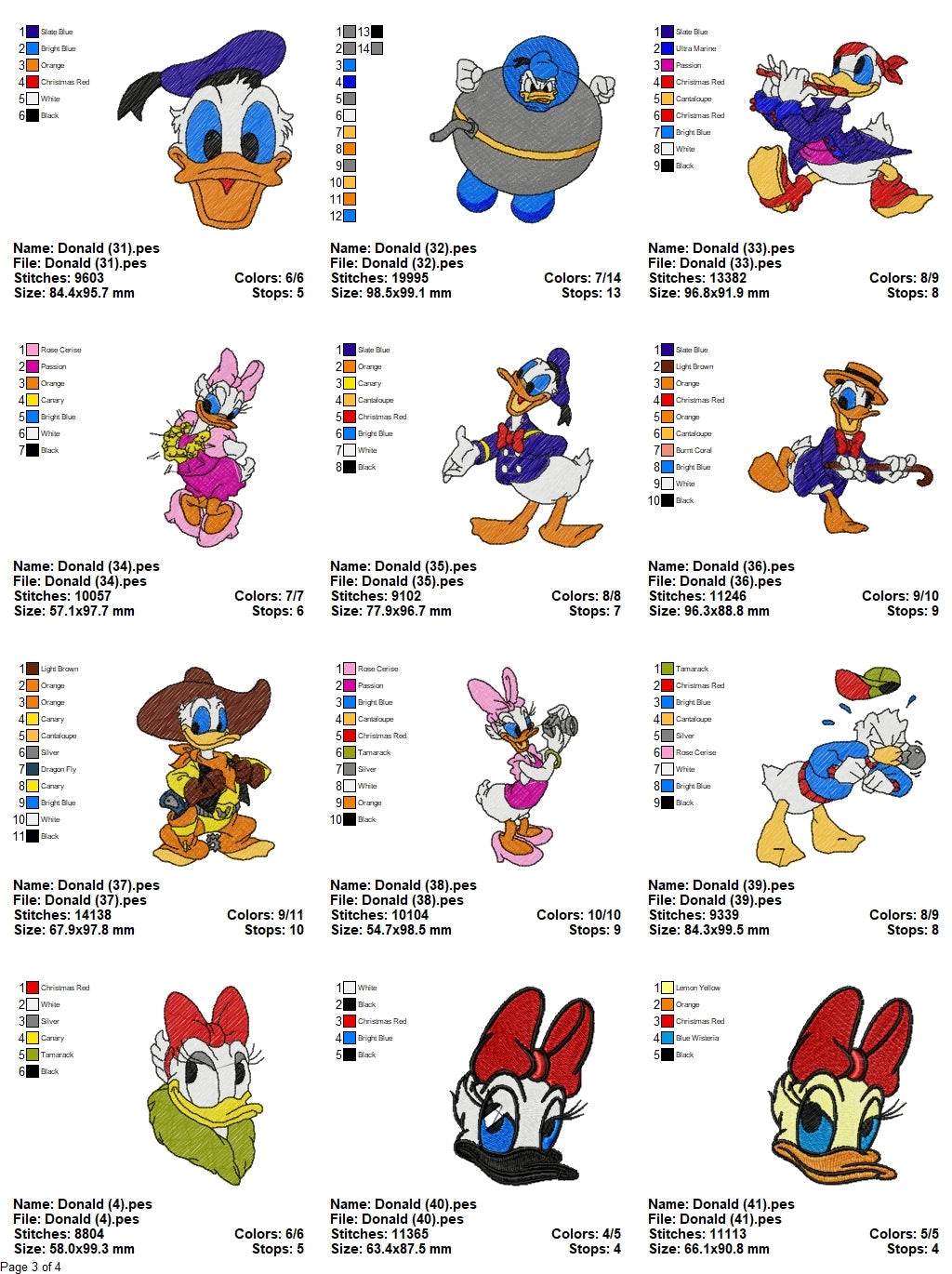 Disney Donald & Daisy Duck - Pack of 44 Designs - Embroidery Design - Image 4