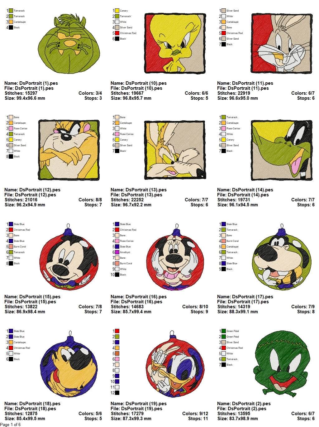 Disney Portraits - Pack of 64 Designs - Embroidery Design - Image 3