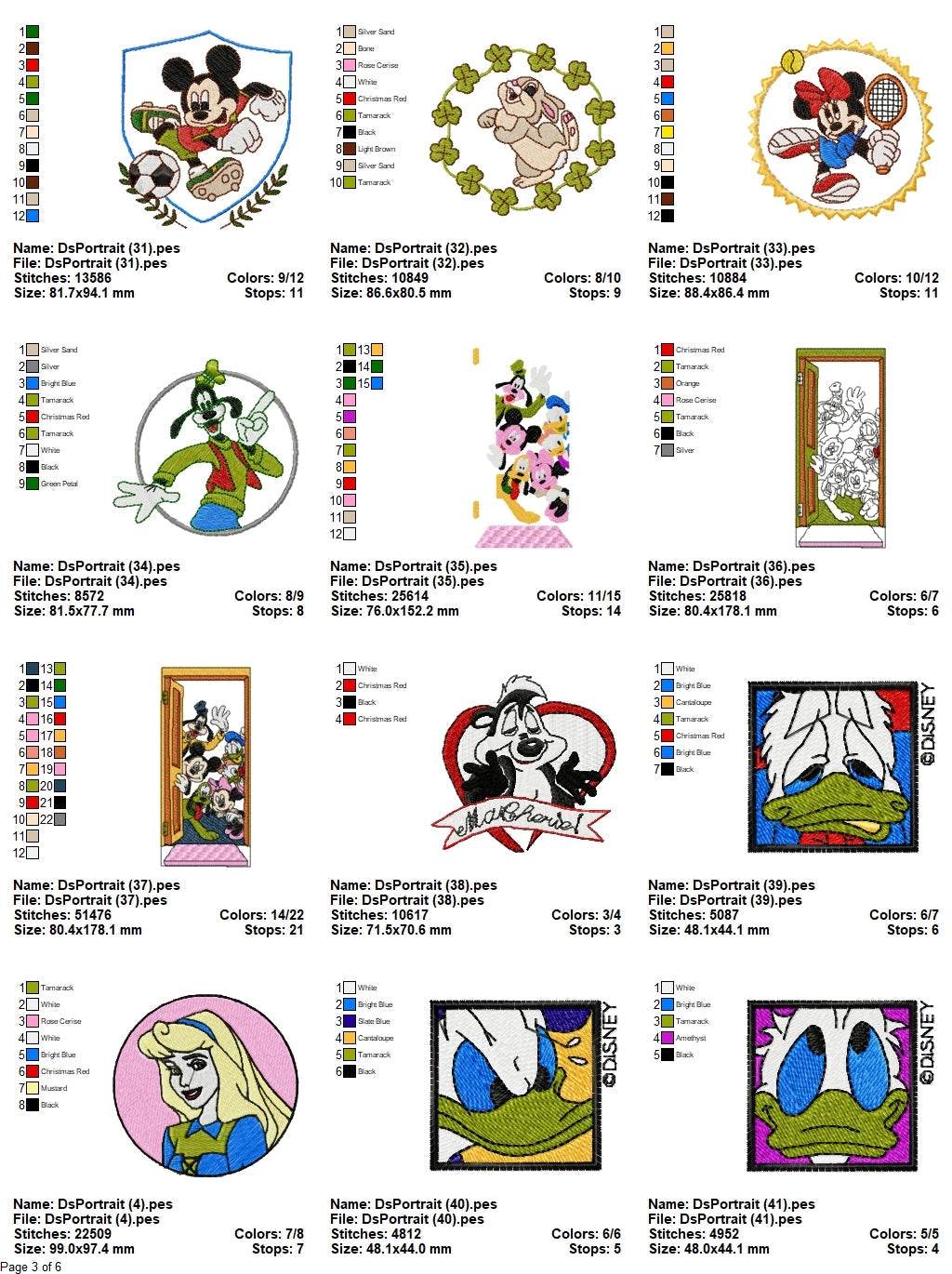 Disney Portraits - Pack of 64 Designs - Embroidery Design - Image 5