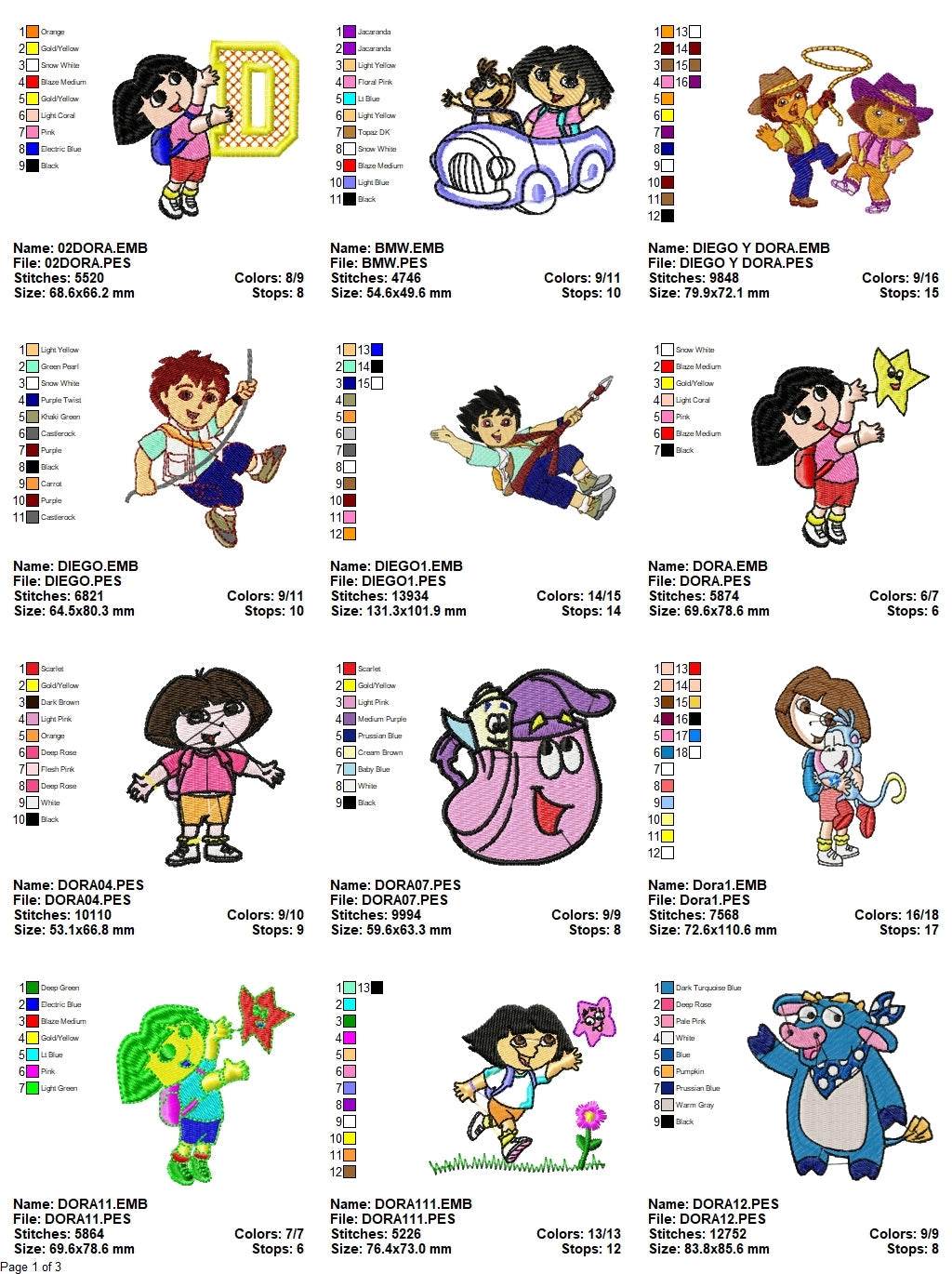 Dora - Pack of 28 Designs - Embroidery Design - Image 3