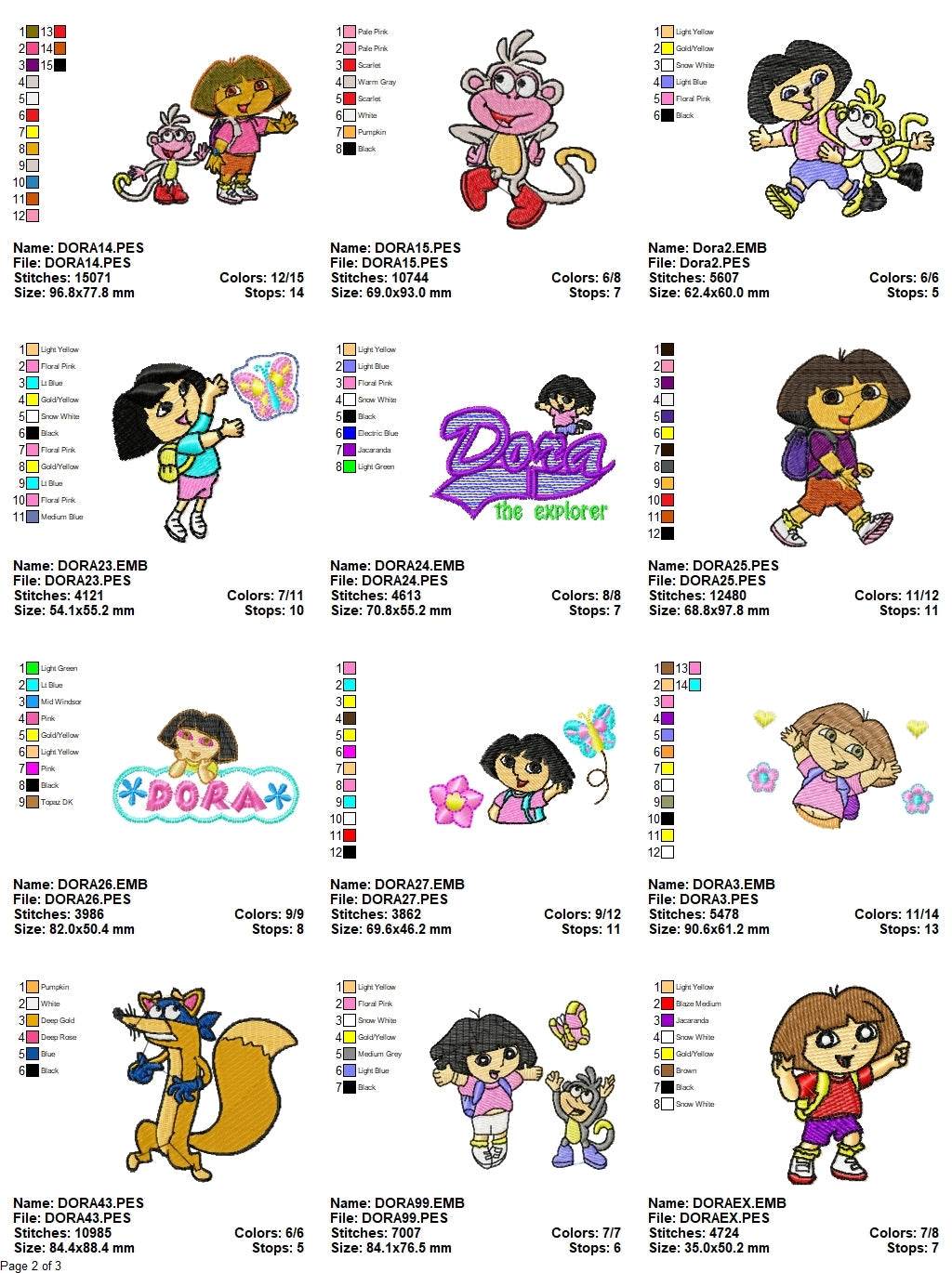 Dora - Pack of 28 Designs - Embroidery Design - Image 4