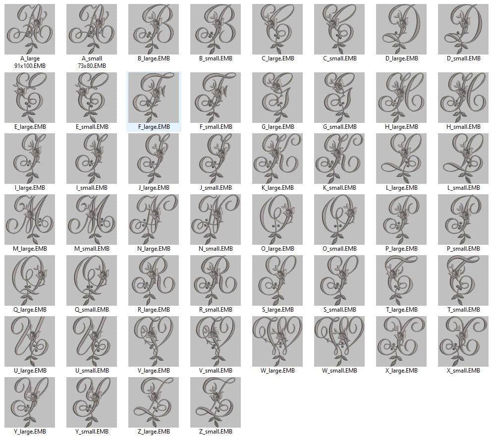 Elegant Floral Monogram Alphabet Embroidery Pack – Full A-Z Collection - Image 2