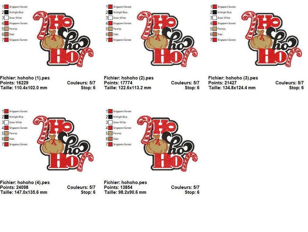 Festive Ho Ho Ho Embroidery Design with Candy Canes- 4 Sizes - Image 2