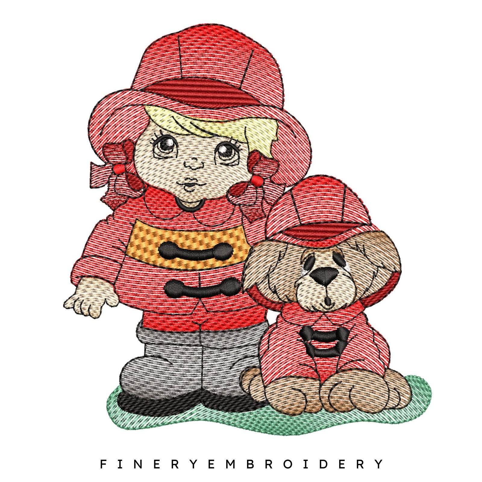 Firefighter Kids and Dog Embroidery Design Pack | FineryEmbroidery - Image 5