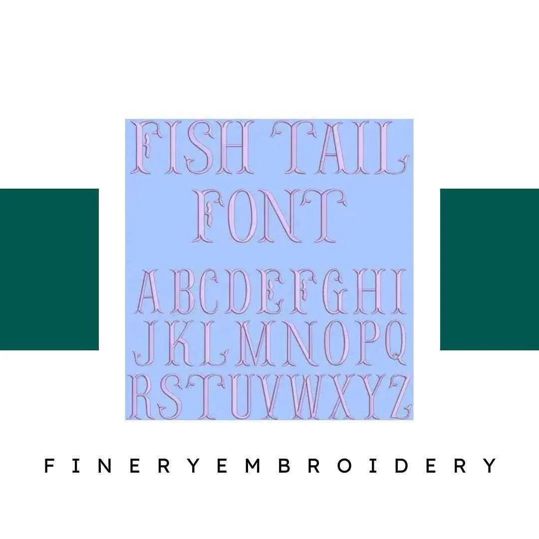 Fish Taill Embroidery alphabet Font Set