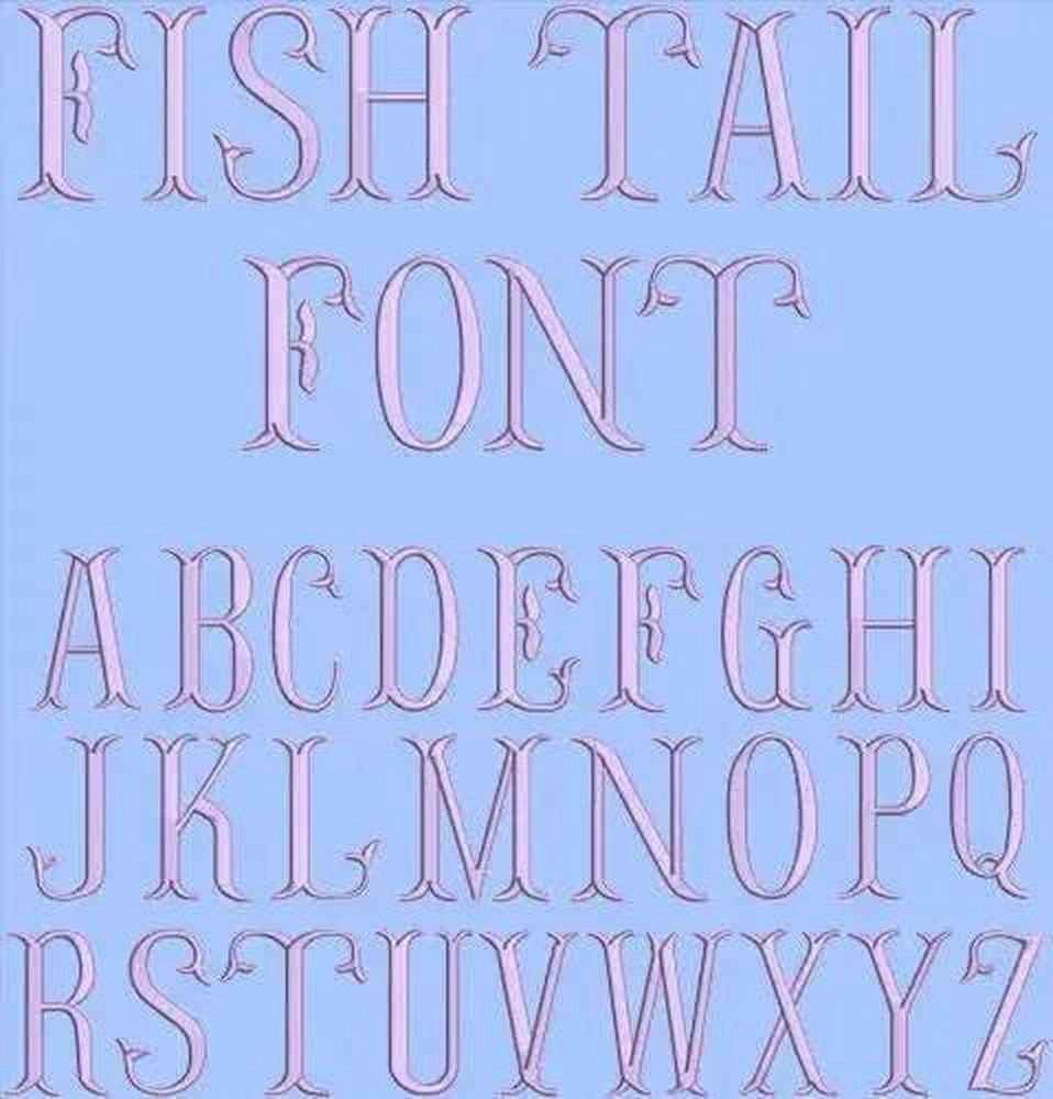 Fish Taill Embroidery alphabet Font Set - Image 2