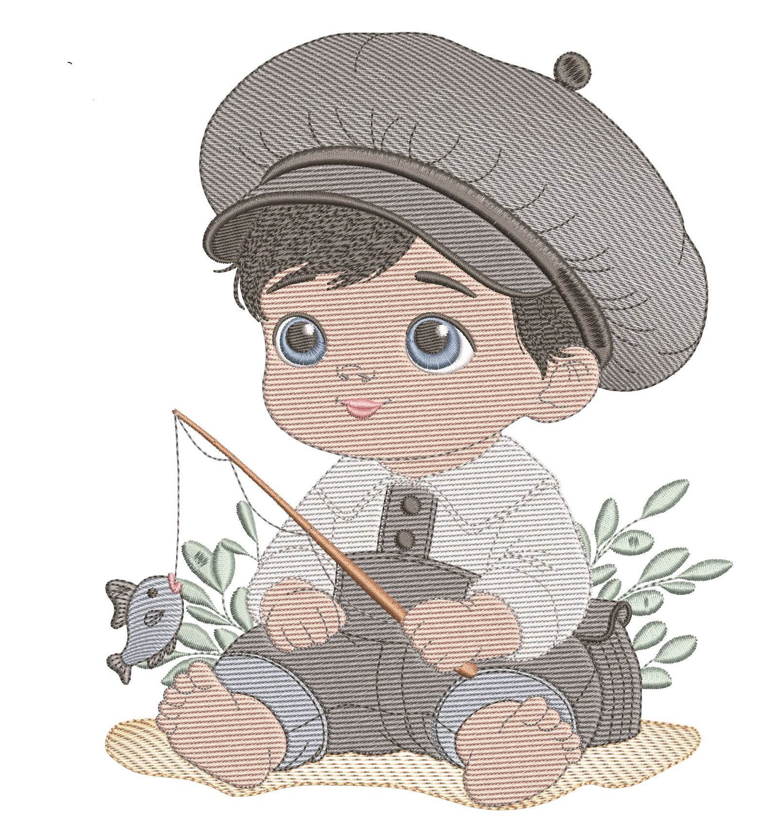 Fishing Boy Embroidery Design – FineryEmbroidery - Image 3