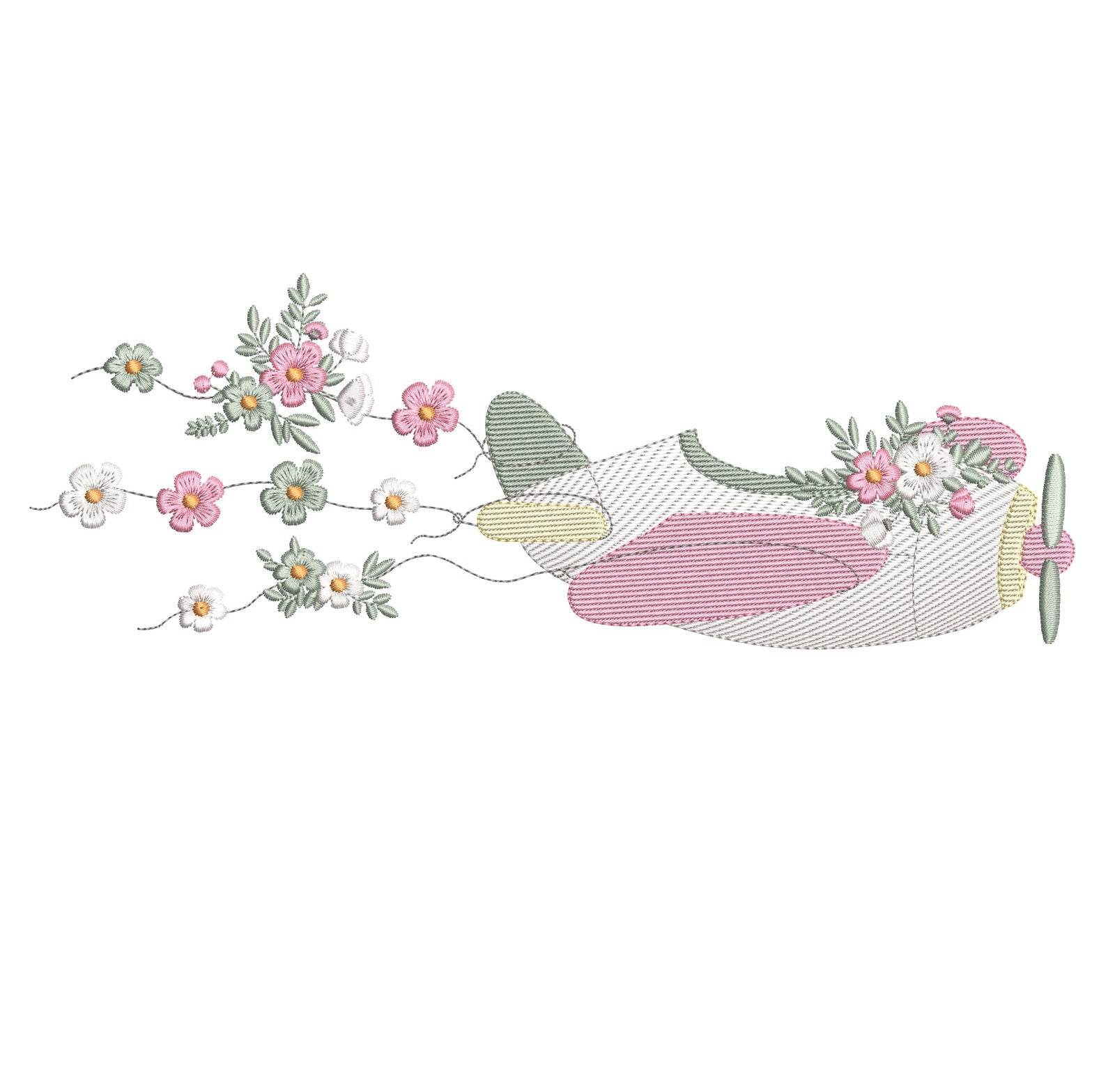 Floral Airplane Embroidery Design | FineryEmbroidery - Image 3