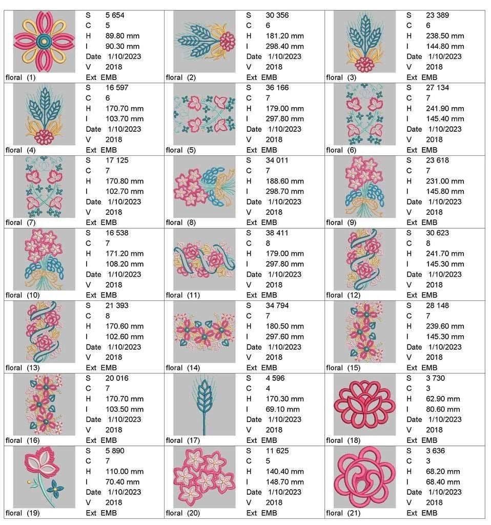 Floral Appliques: Embroidery Design Pack - Image 3